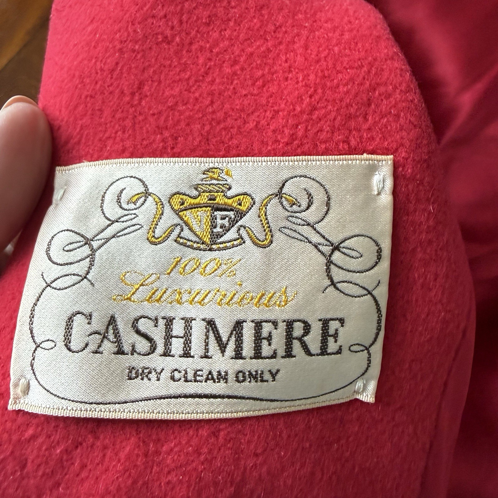 Vintage 100% Cashmere Red Coat Women’s Project Craft Fabric 23×44 Upcycle F/W