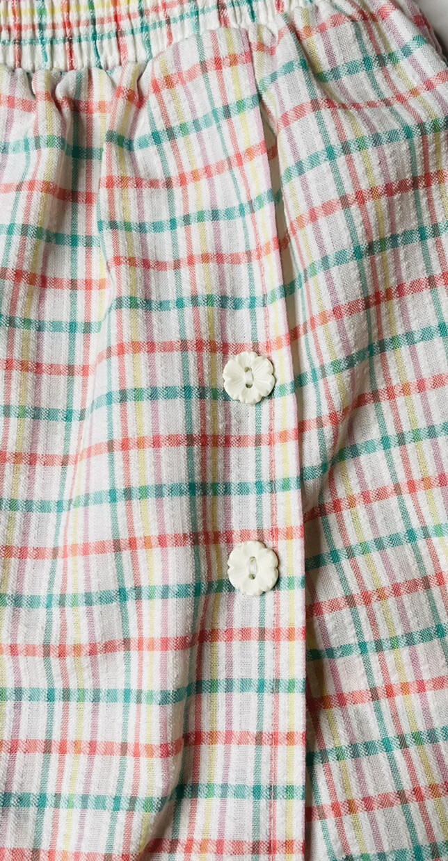 Vintage Womens Cape Cod Sportswear White Plaid Wrap Skort/Skirt & Shirt Set Sz S