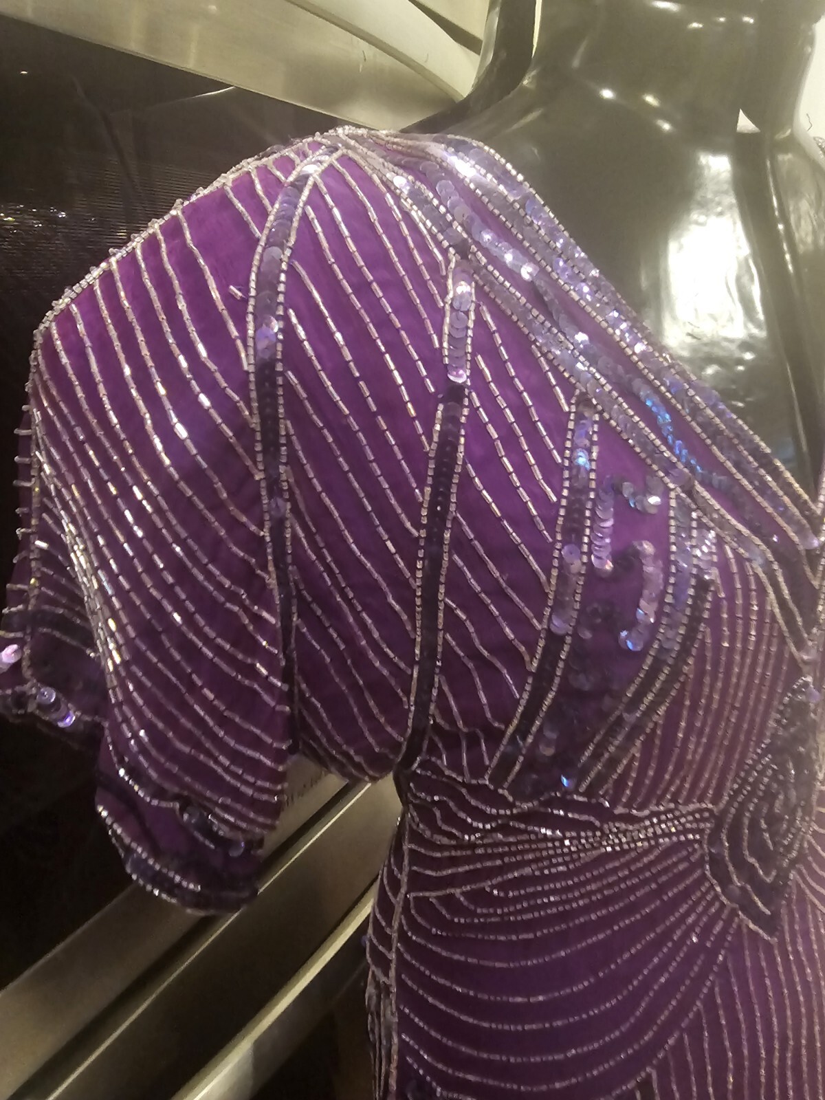 Vintage Carina Purple Beaded Sequin Backless Cocktail Dess Small…