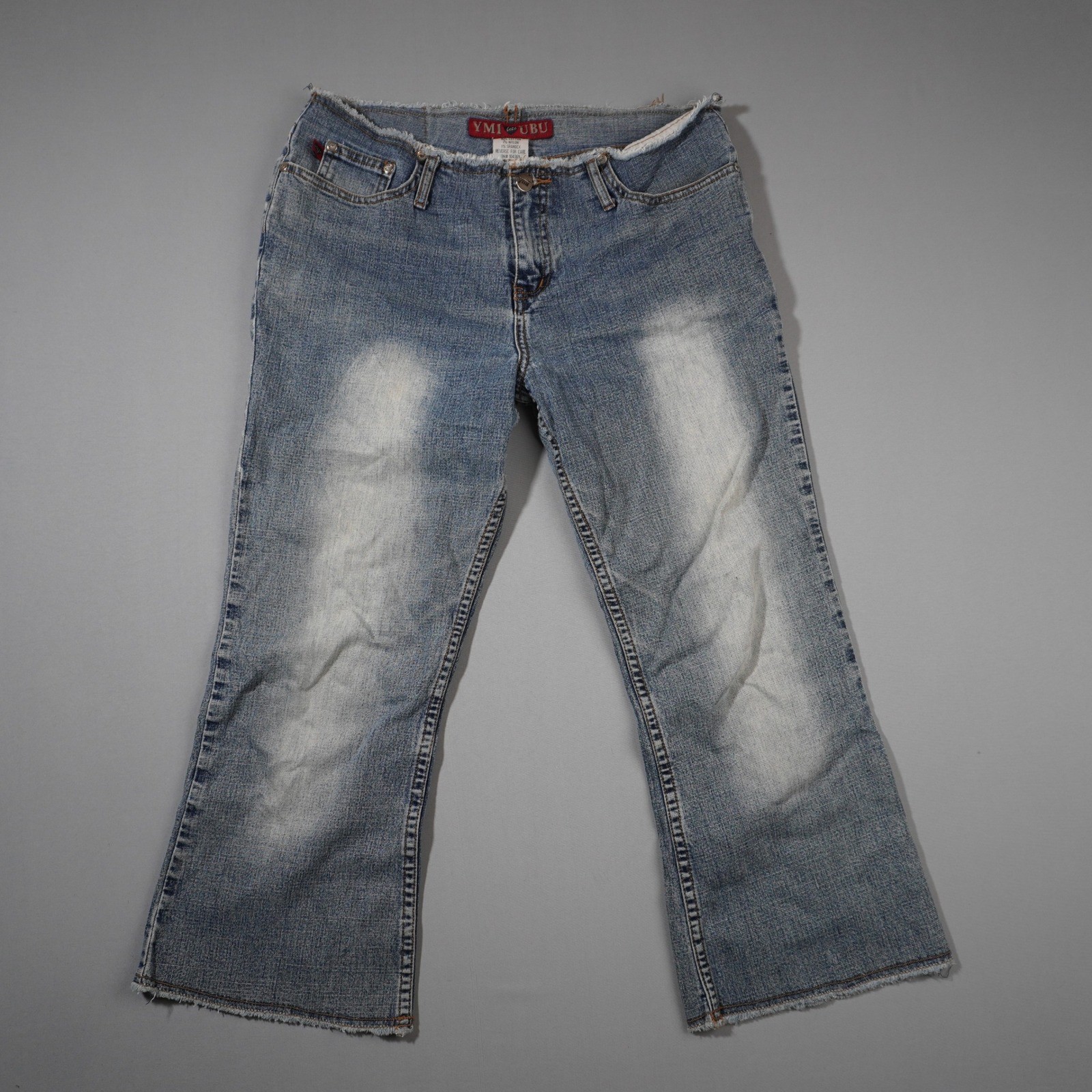 Vintage YMI Lets UBU Women’s Denim Cropped Jeans Frayed Waistline/Legs Size 11