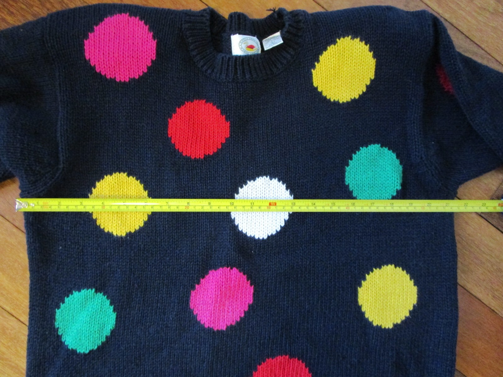 VINTAGE 80’S 90’S POLKA DOT SWEATER BY MARSH LANDING SIZE L, COLORFUL!