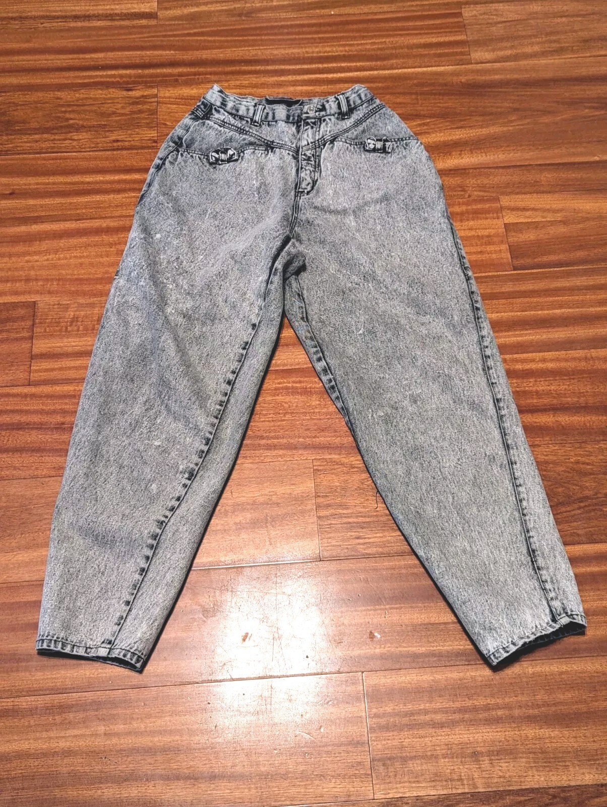 Vtg 80’s Wide Leg High Waist Baggy Sunset Blues Jeans Acid Wash 27×30 sz 11 Gray