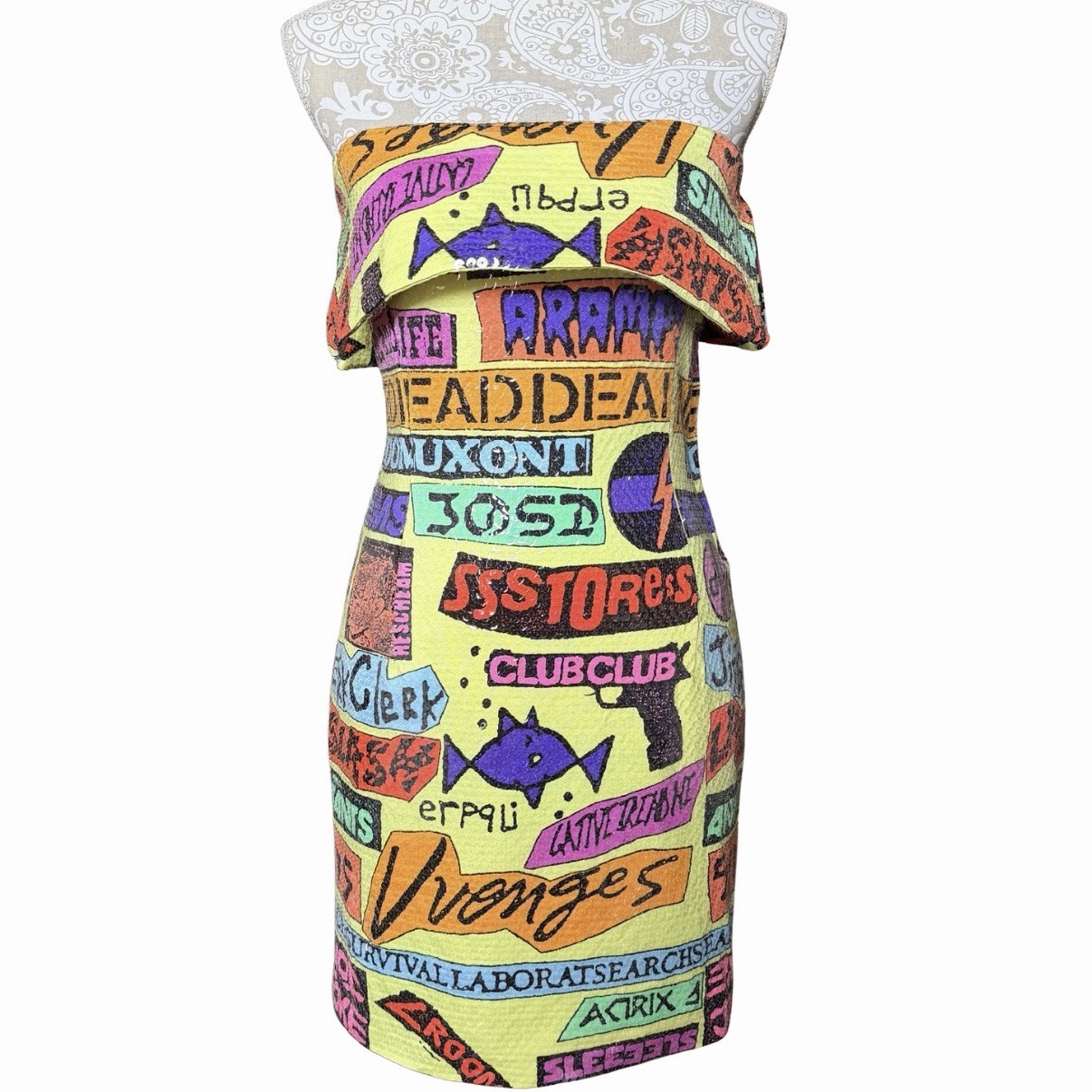Stephen Sprouse Vintage 1988 Sticker Dress Covered In Sequins