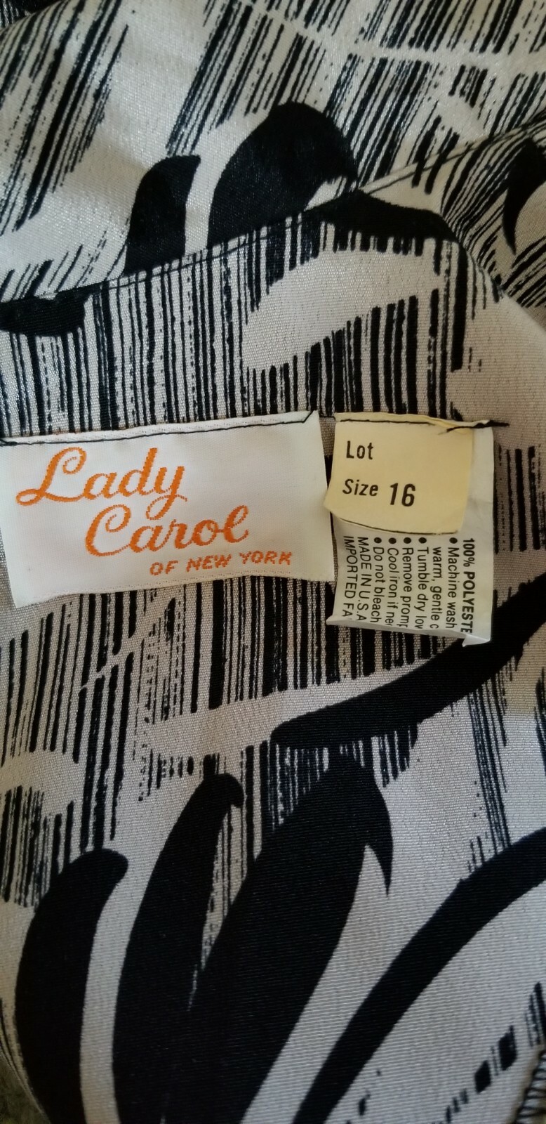 Vintage 1970’s Lady Carol Black White Secretary Dress Neck Tie Blouson L 16