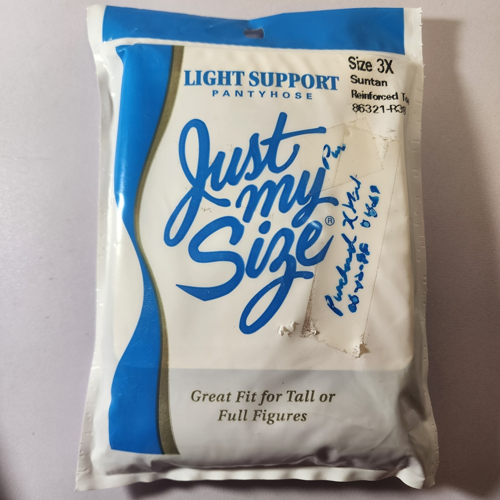 Vtg 1998 Just My Size Light Support Pantyhose 3X Suntan Reinforced Toe 86321-R3S