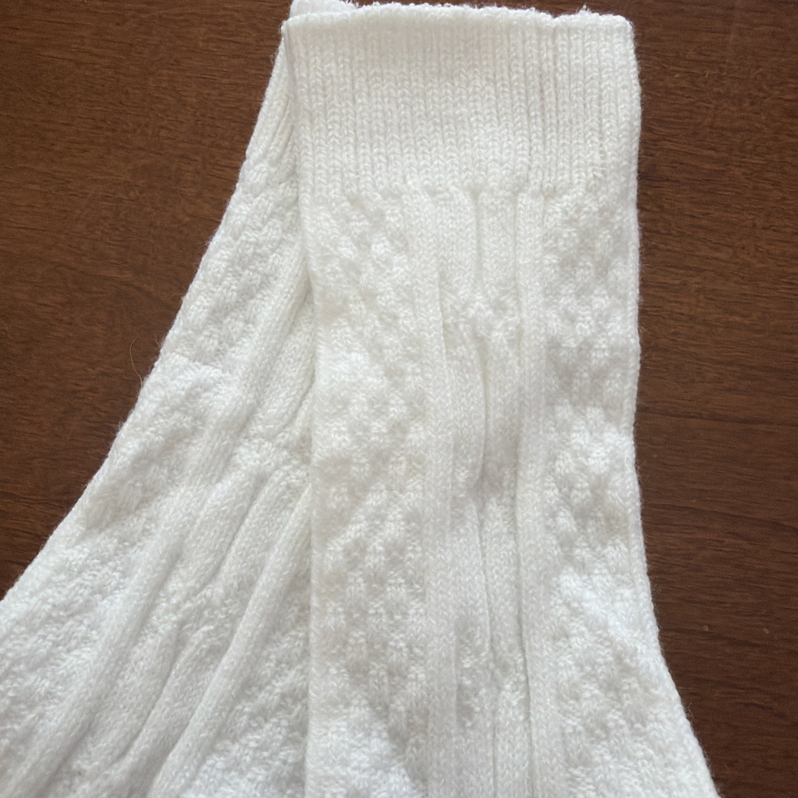 VTG Socks 80s Cable Knit White NOS 7-9 13″ USA Crew School Girls Classic 90s