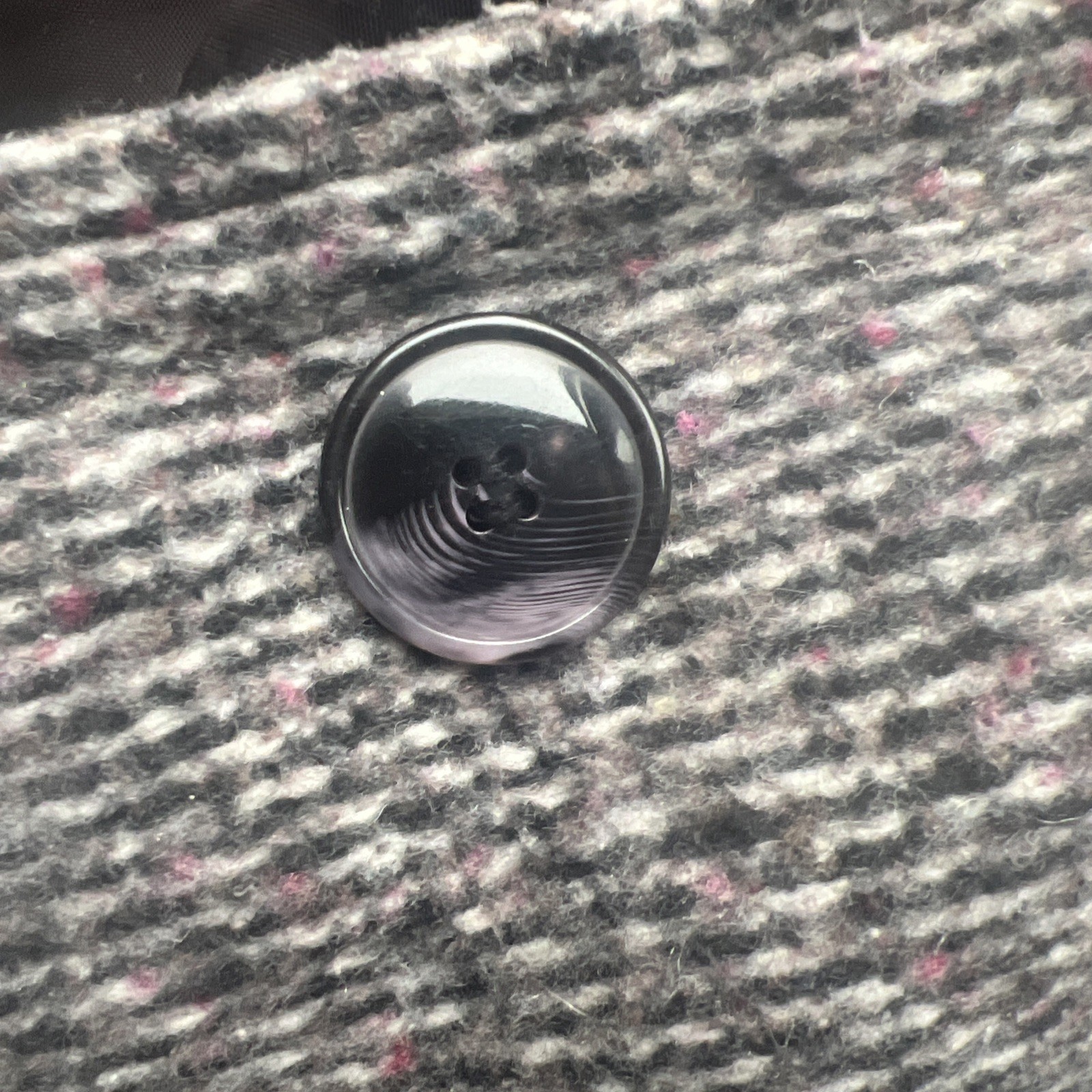Vintage Herringbone Tweed Wool Blend Coat NY girl Gray White Union Made USA