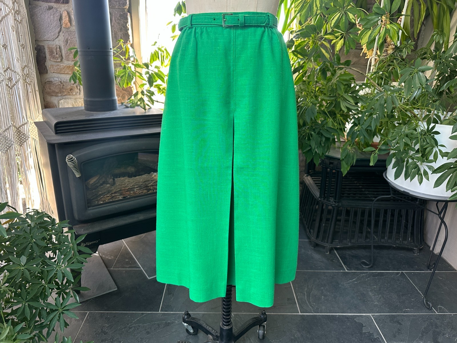Vintage 1970s Austin Hill Kelly Green Lined Skirt Deadstock with Tags