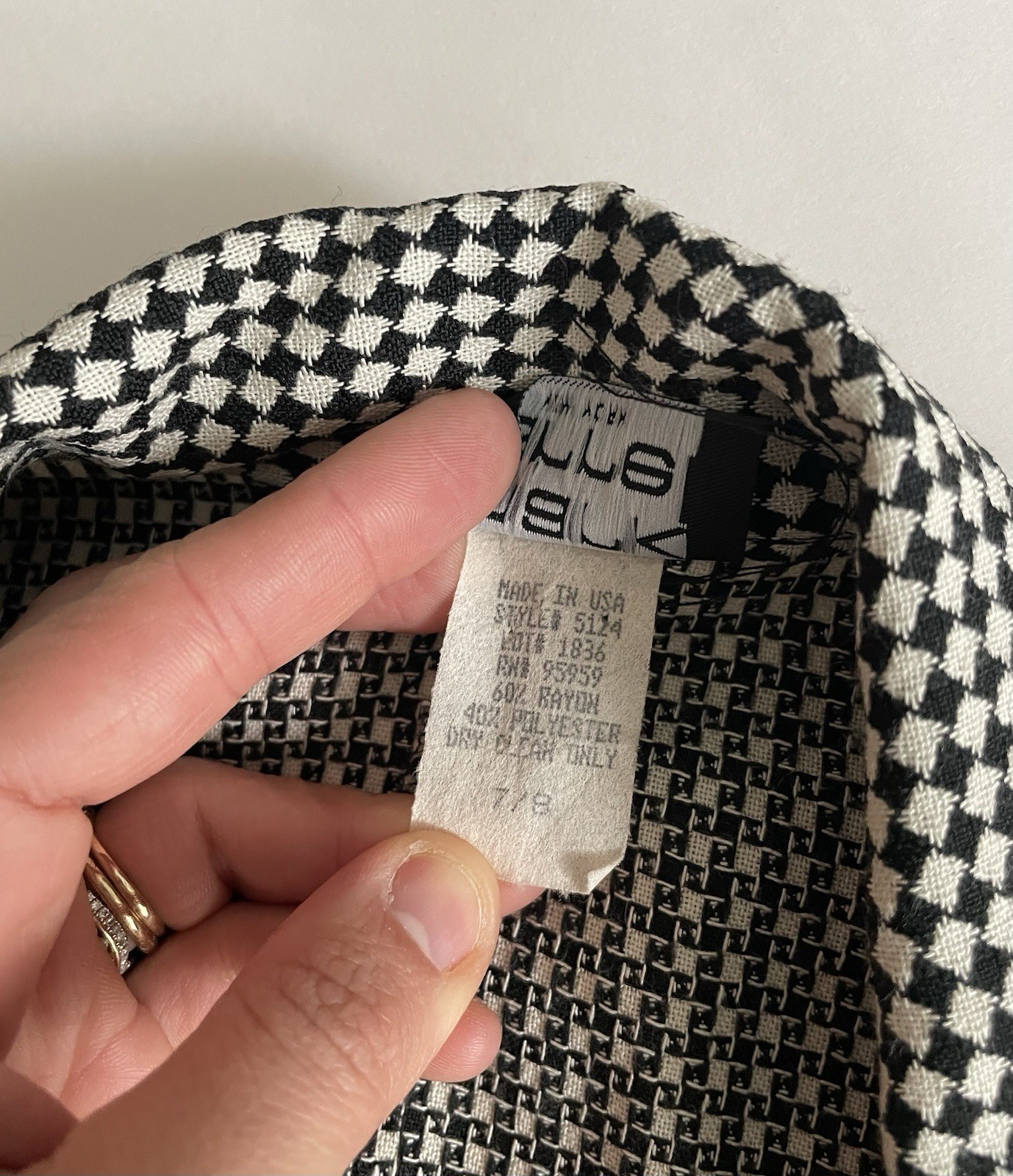 Vintage Black and White Checkered Double-Breasted Blazer By Mark Farrel Size M