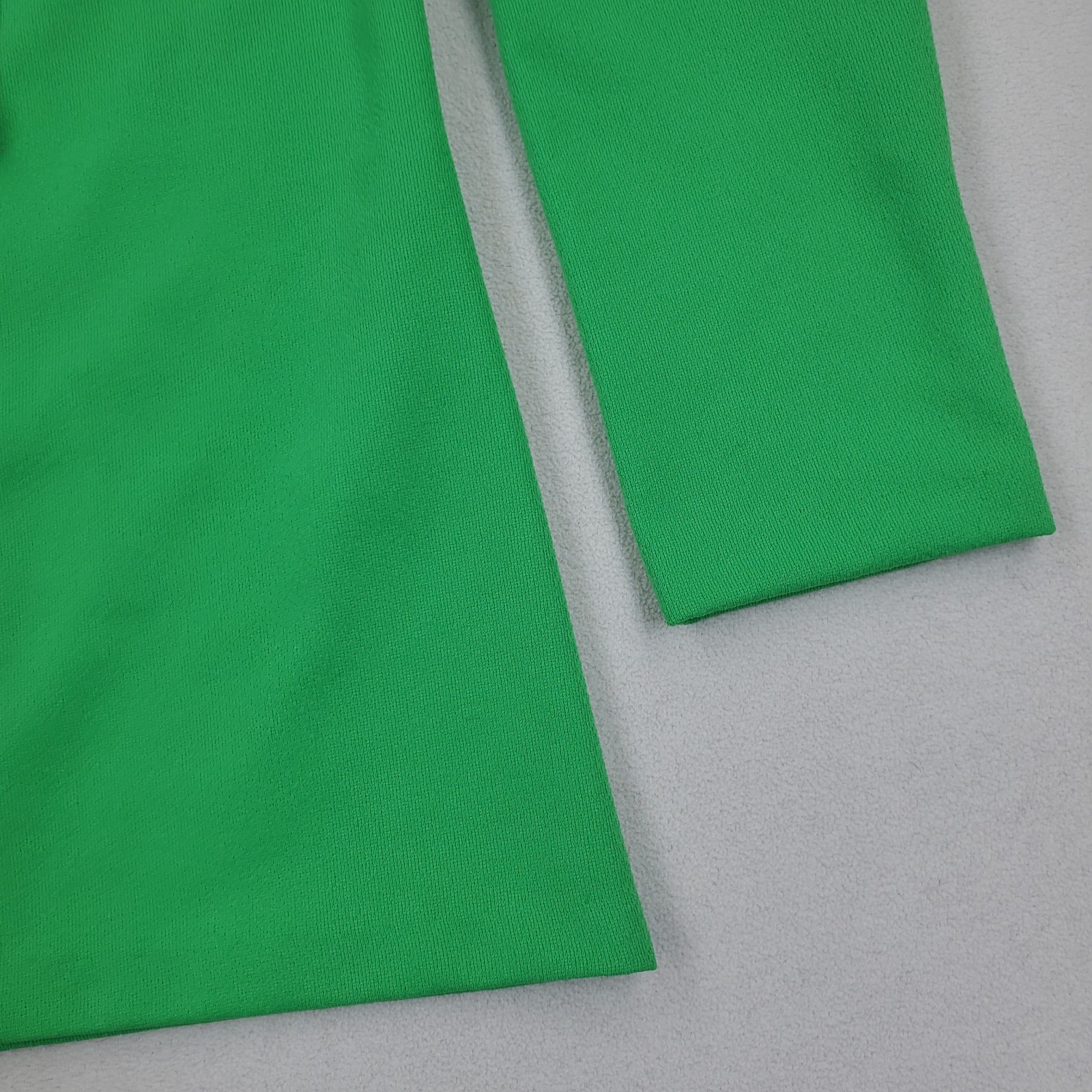 Vtg 60s 70s Shirt Wide Collar Green w/ White Stitching Neck Bow Tie