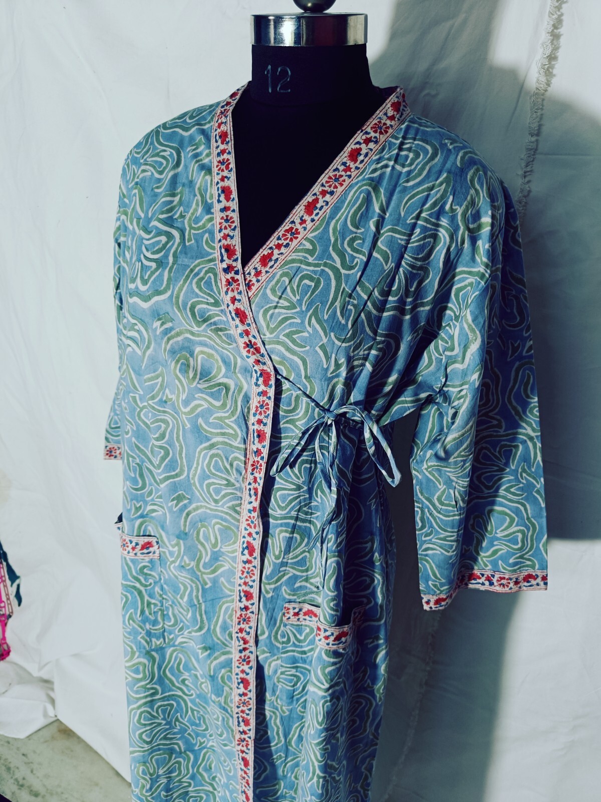 New kaftan Dress AAA Quality Fabric Hand Block Floral Print kimono bathrobes,