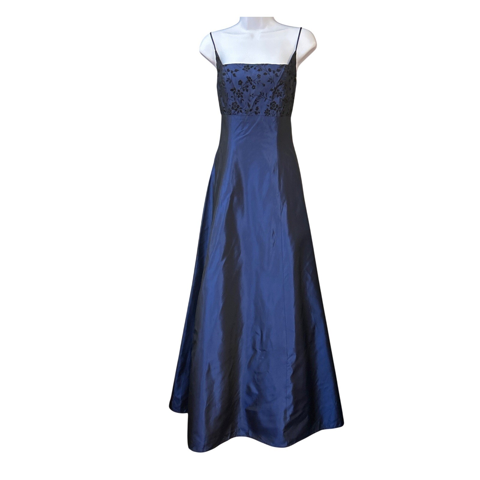 90s Windsor Gown Navy Blue Iridescent Prom Formal Whimsigoth Dark Romance Goth