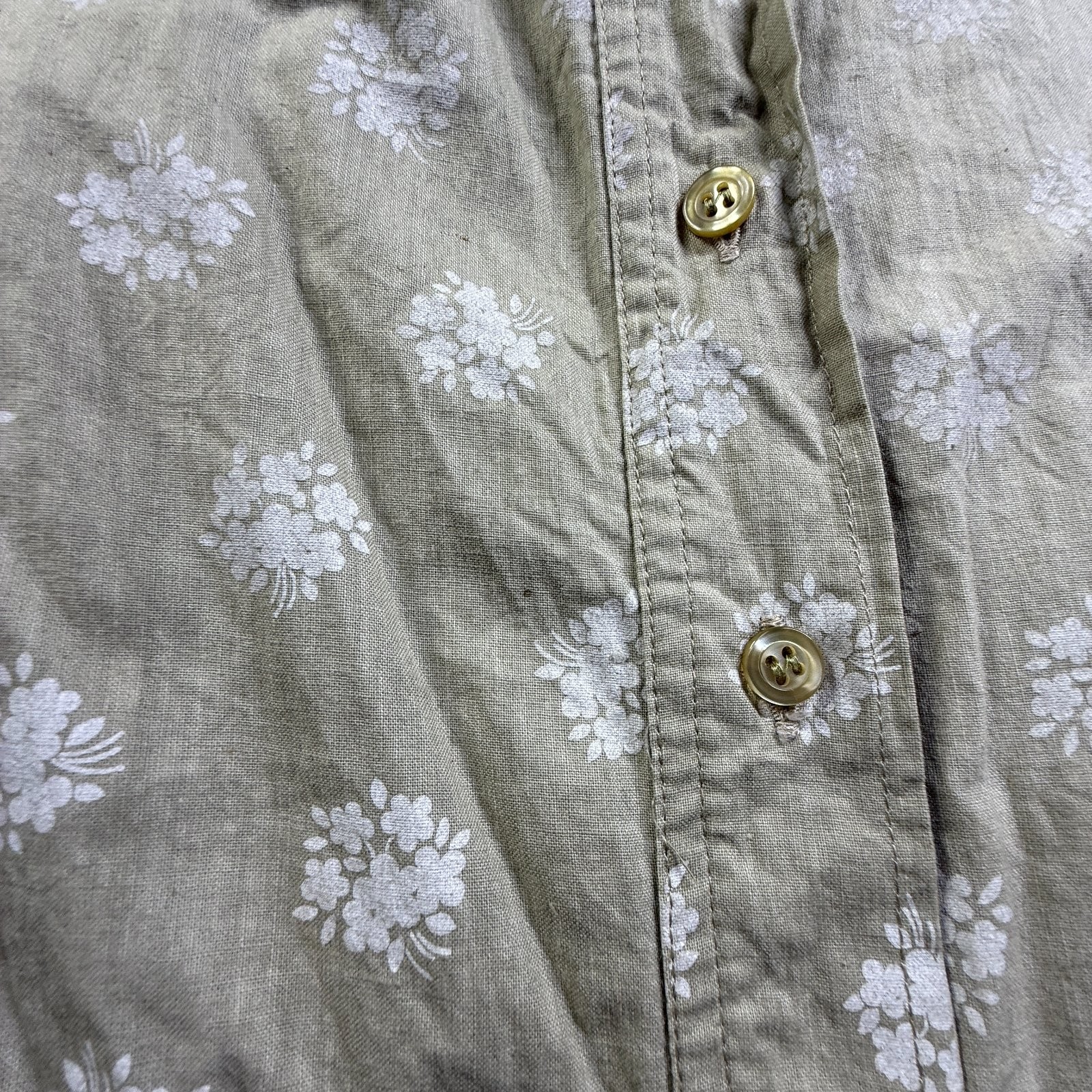 Vintage 80s J Tiktiner S Womens Button Up Shirt Green Floral Print Cotton France