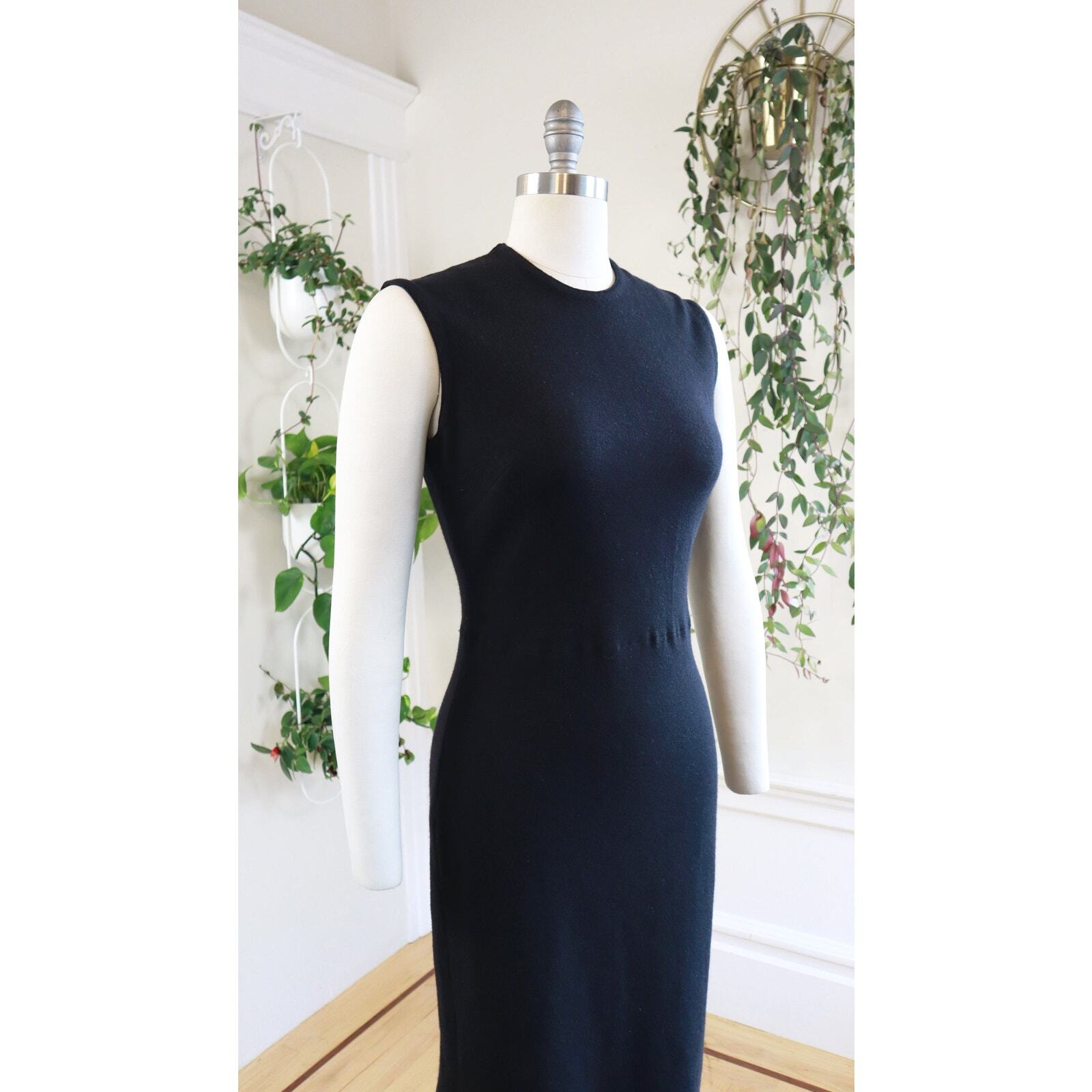 Vintage 1960s Sweater Dress 60s CATALINA Black Knit Wool Wiggle Pencil Sheath