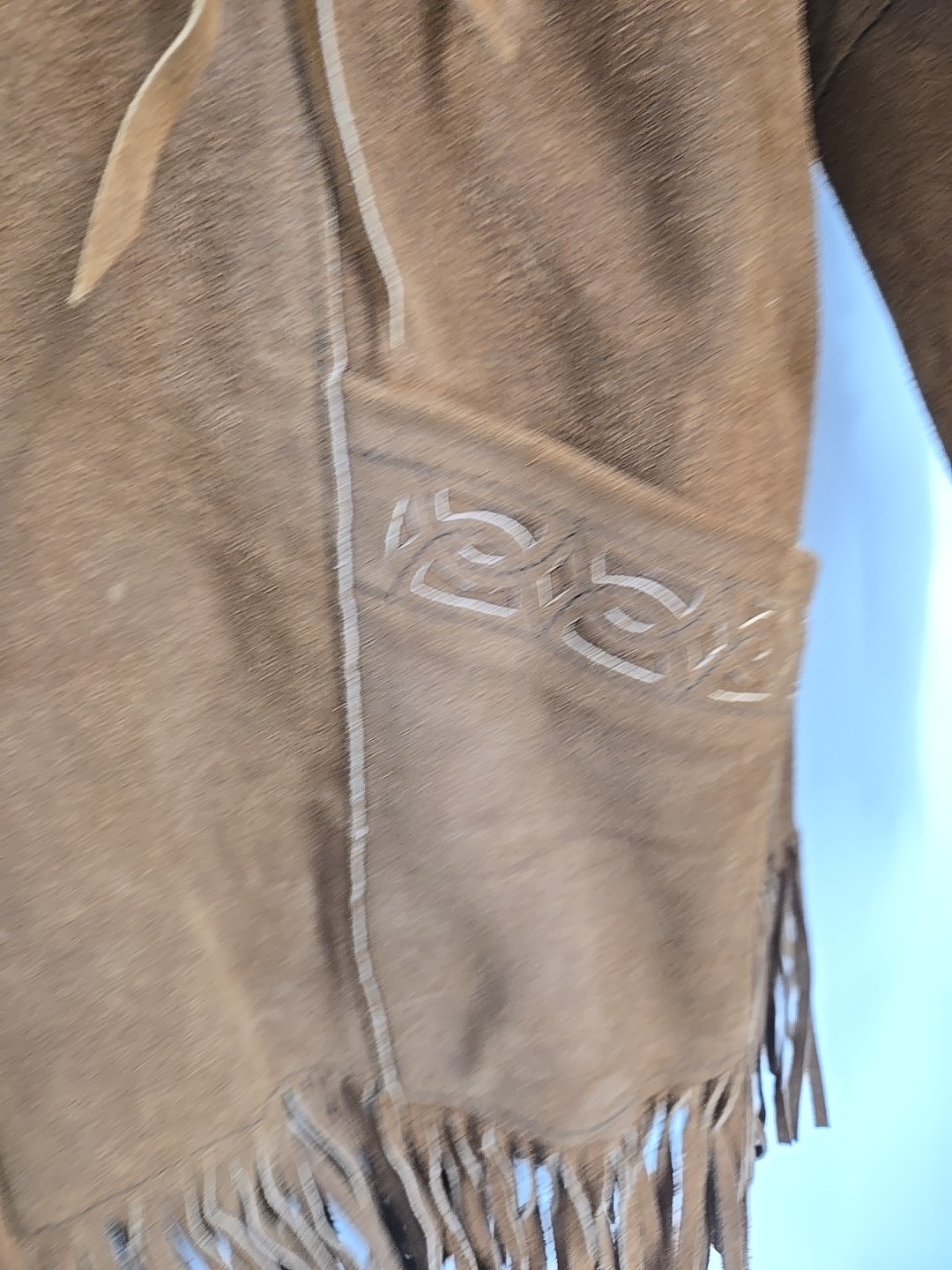 Vintage 1960s Pioneer Wear Brown Suede Fringe Jacket Coat Womens 16 Retro Cowboy