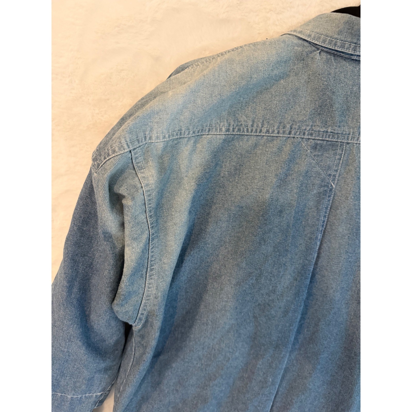 Andy Johns Vintage Denim Chore Coat Jacket Womens Medium Blue Cotton Duster Long