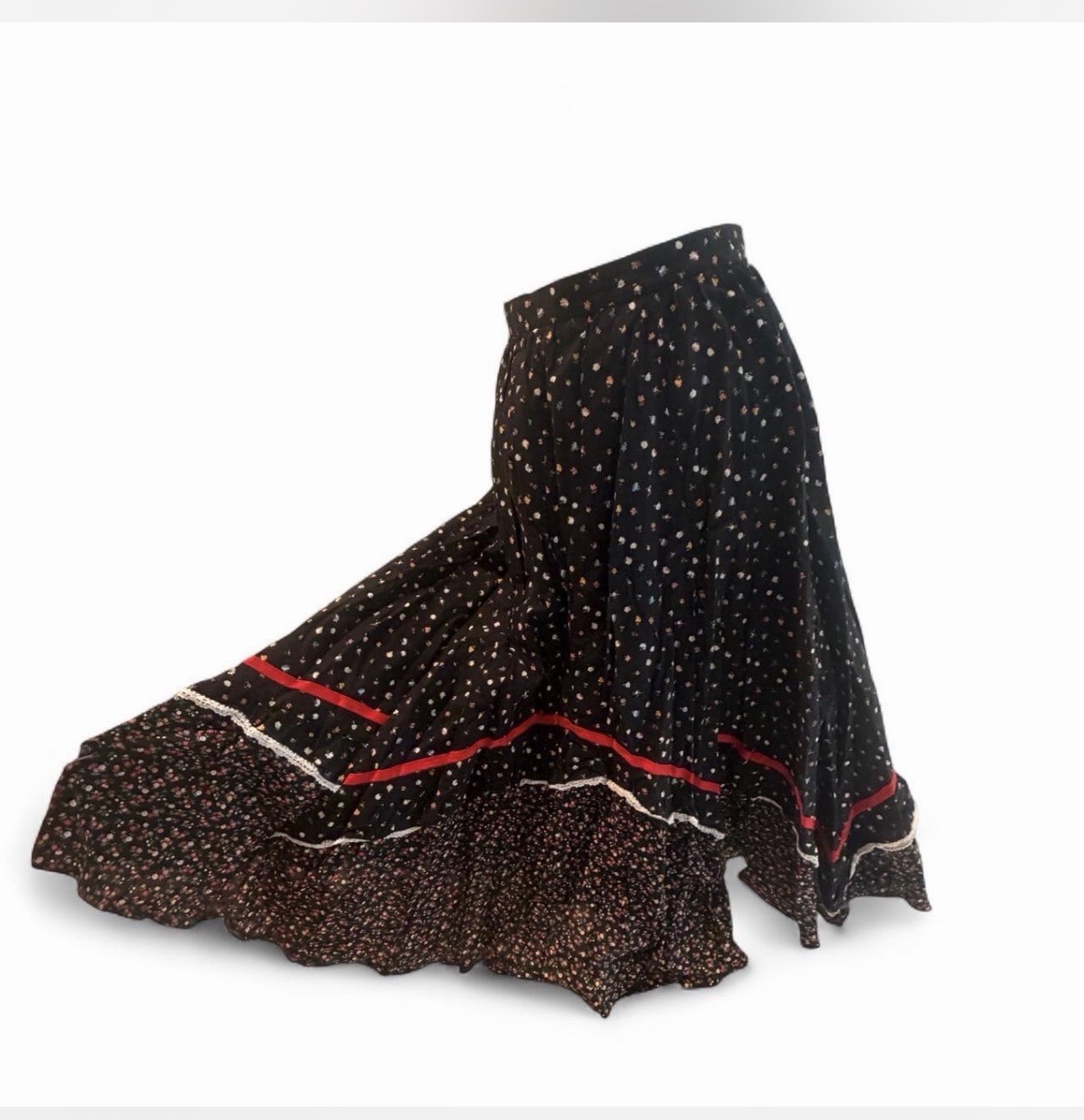 1970s European Cotton Prairie Skirt