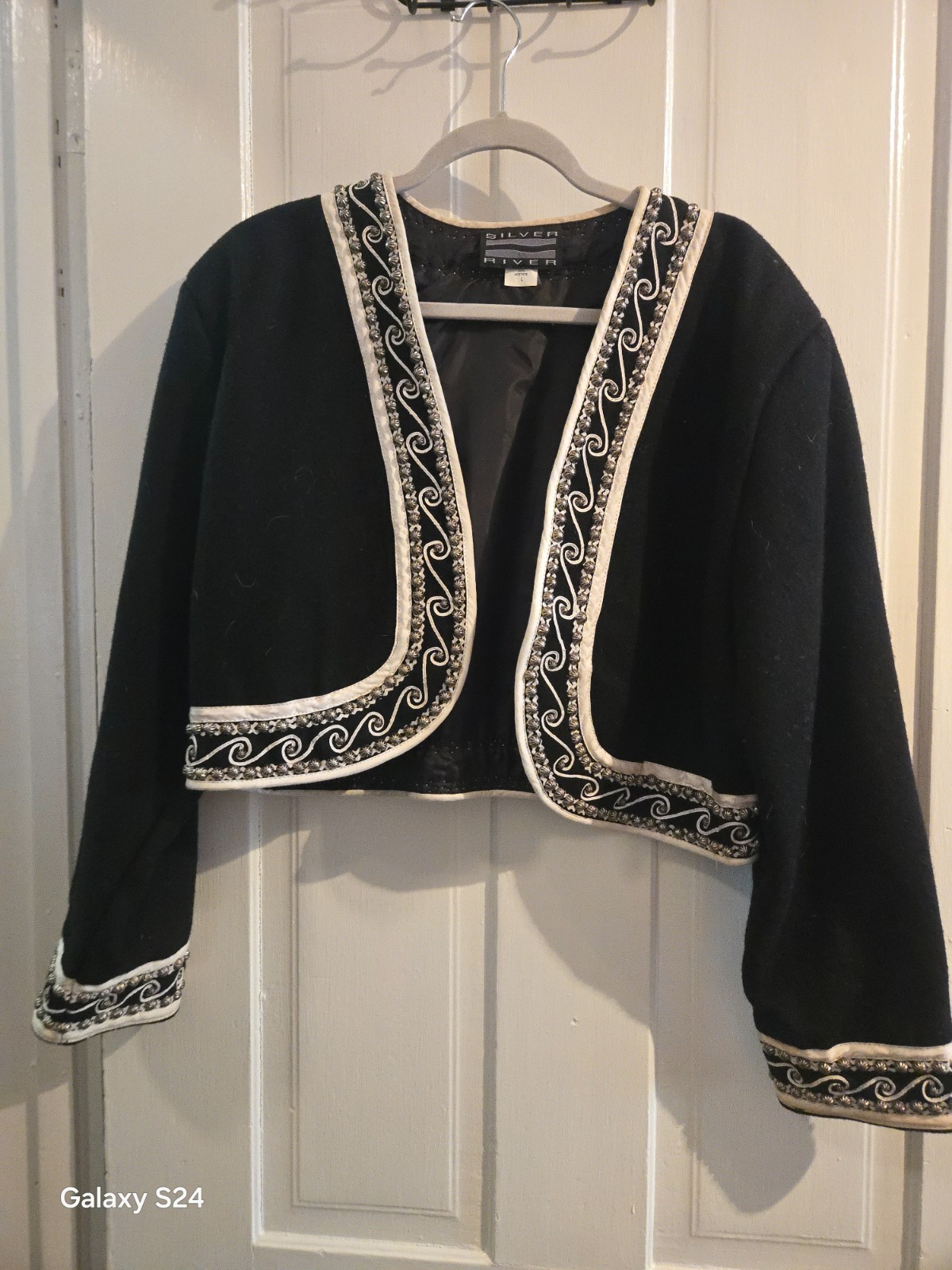 womens Wool bolero jacket metal silver spots. One of a kind and amazing silver s