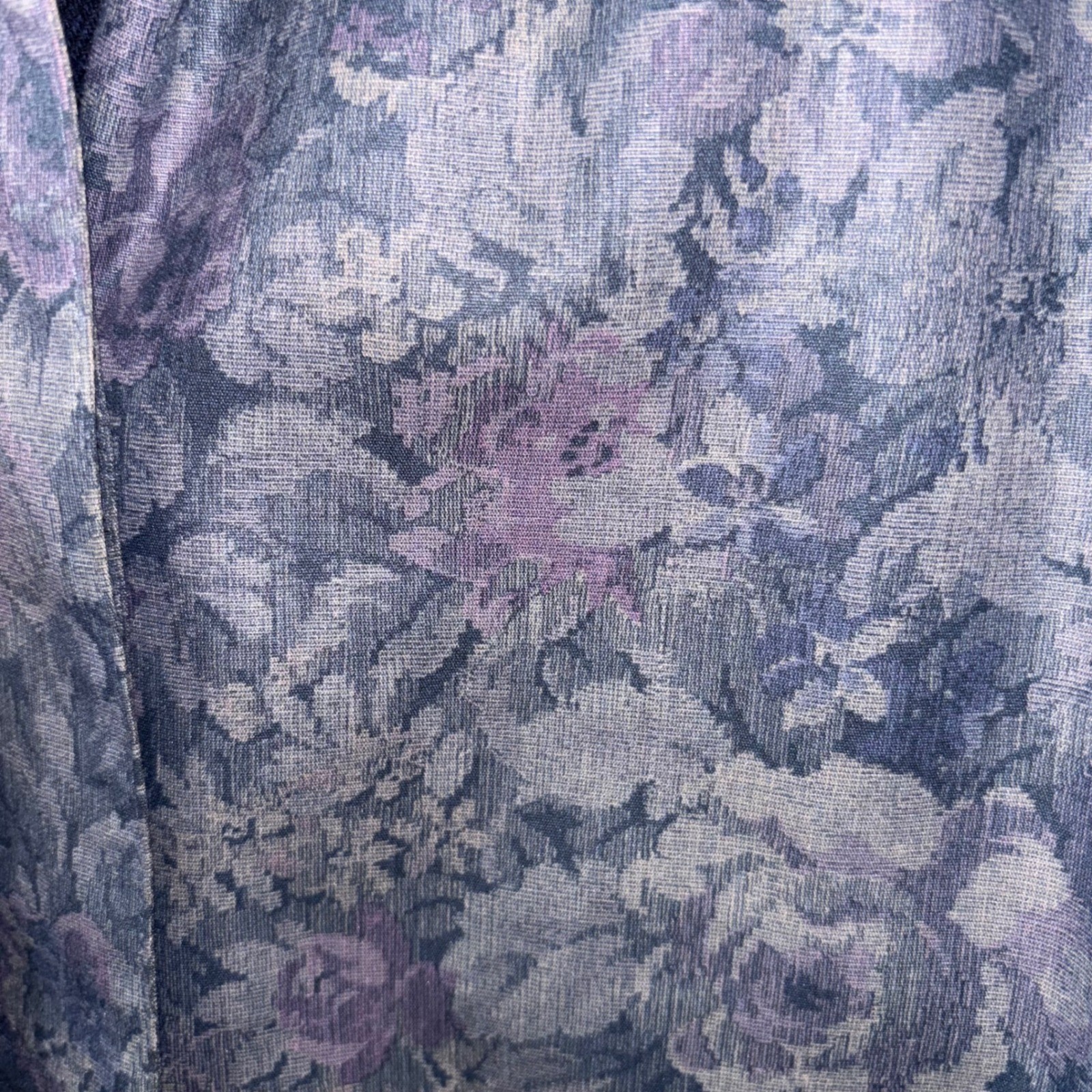 Vintage London Fog Womens 10P Floral Jacquard Trench Coat Made in USA Gray
