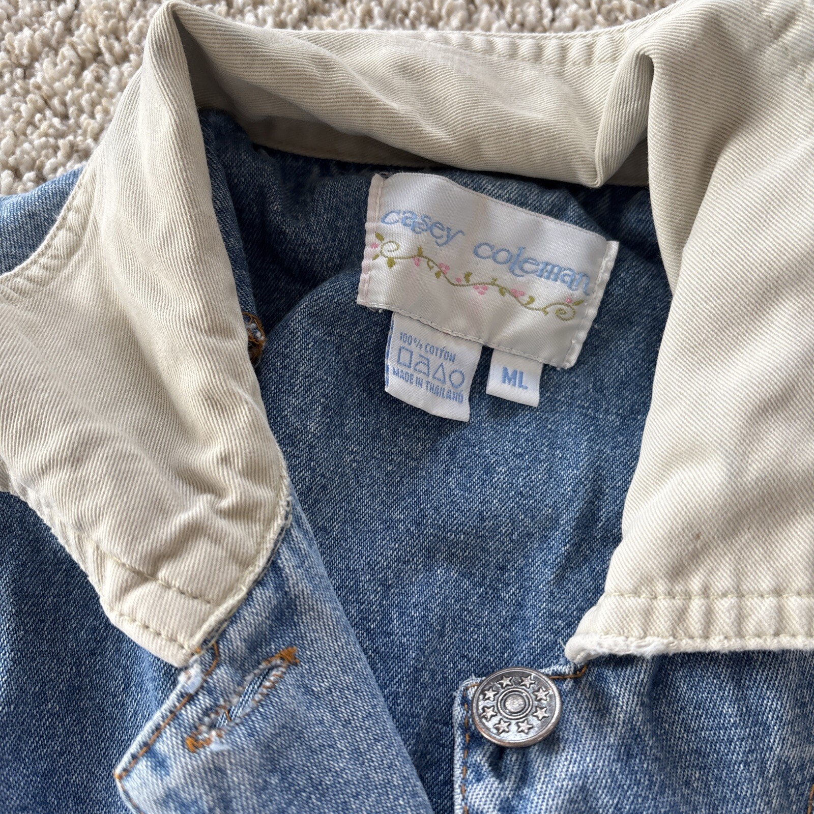 Vintage 1990s Casey Coleman Denim Boxy Granny Teacher Ark Bible Story Jacket ML
