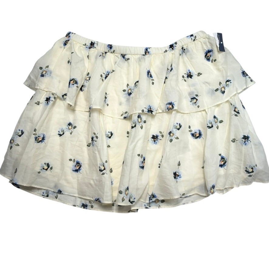 Universal Thread Floral Ruffle Mini Skirt Medium Cream Cottagecore Boho NWT