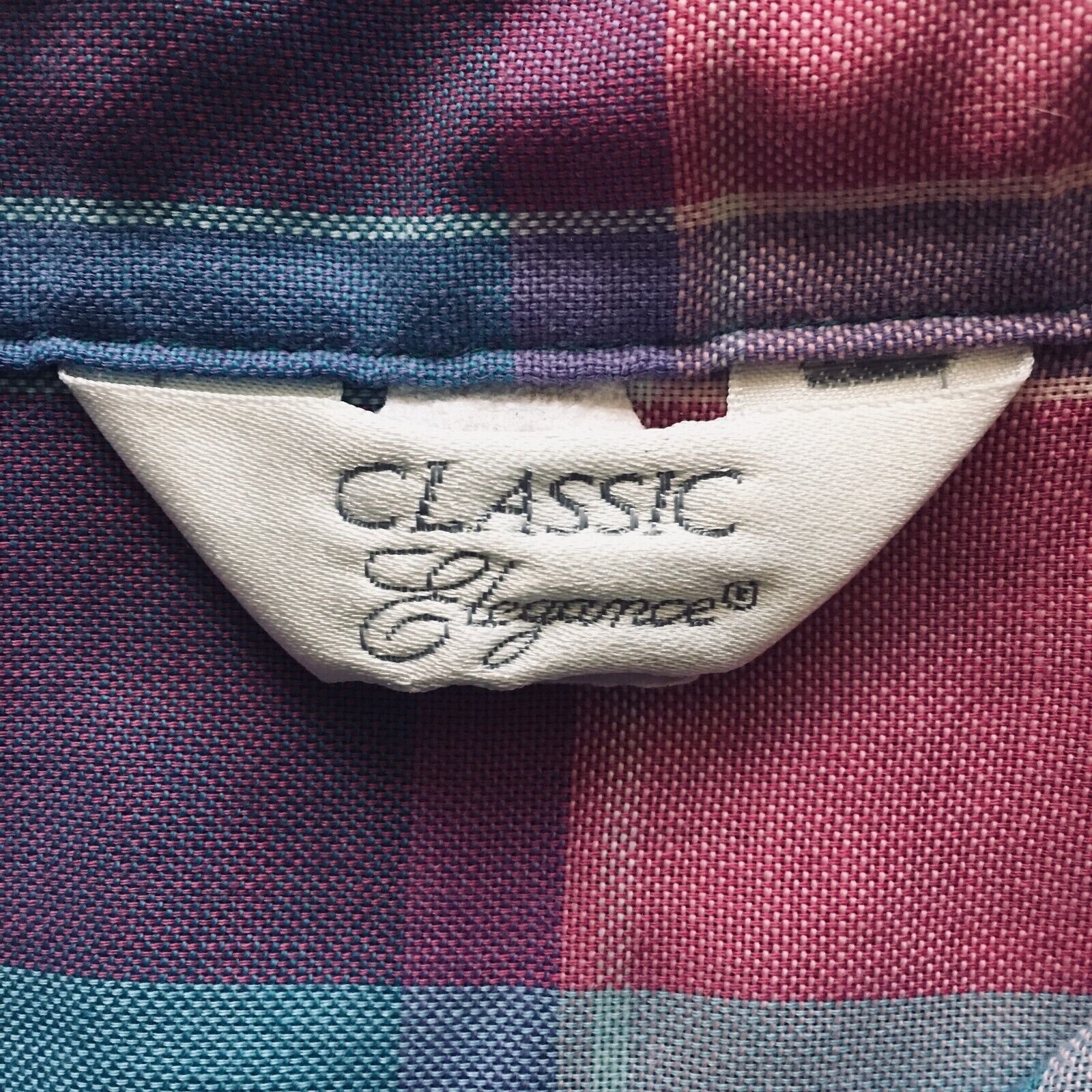Vintage 80s 90s Retro Classic Elegance Pink Purple Plaid Spring L/S Casual Top