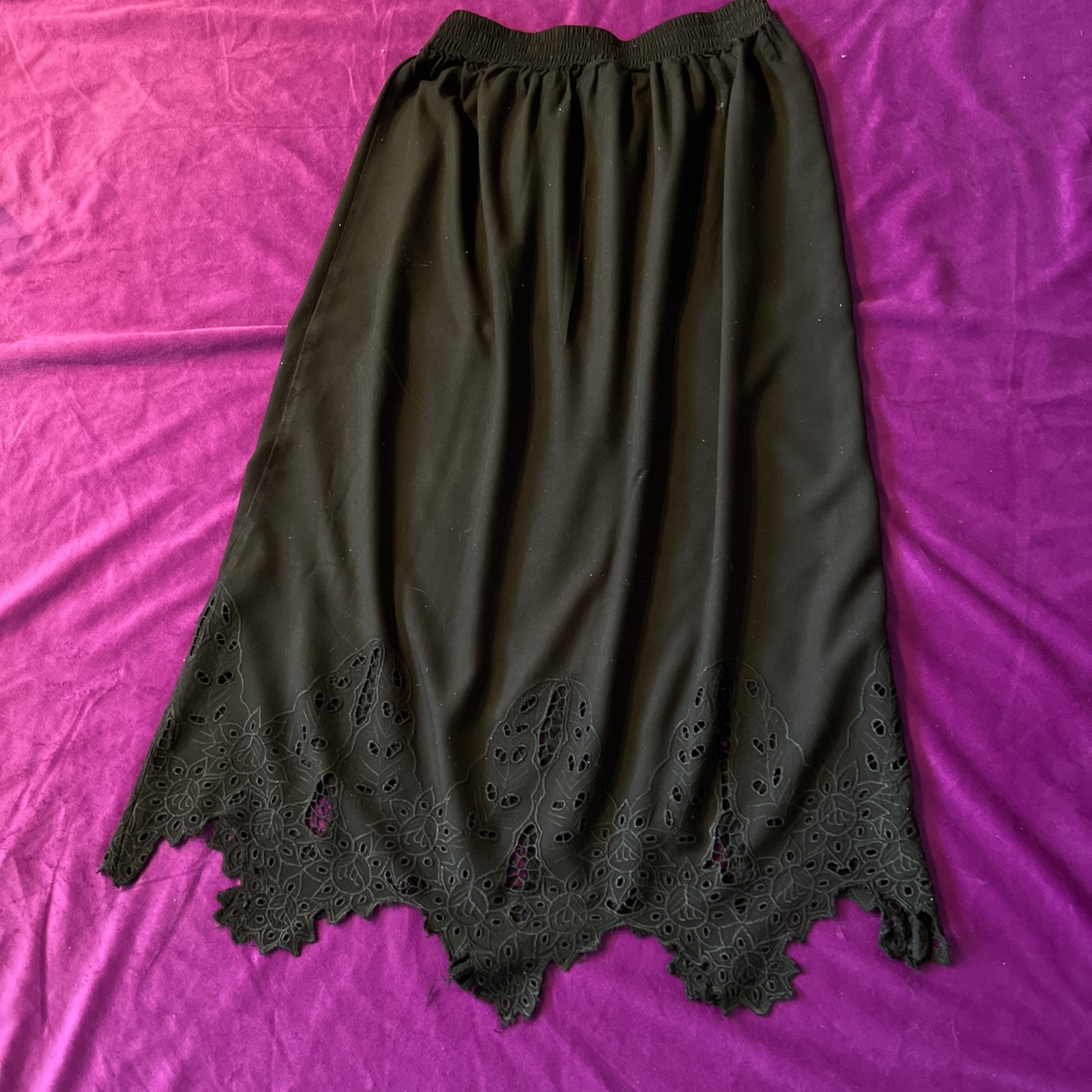 “SALE” Black Skirt by BlueSky Bali Size S, Stretch 26-36 In Waist, Flatter Hem￼