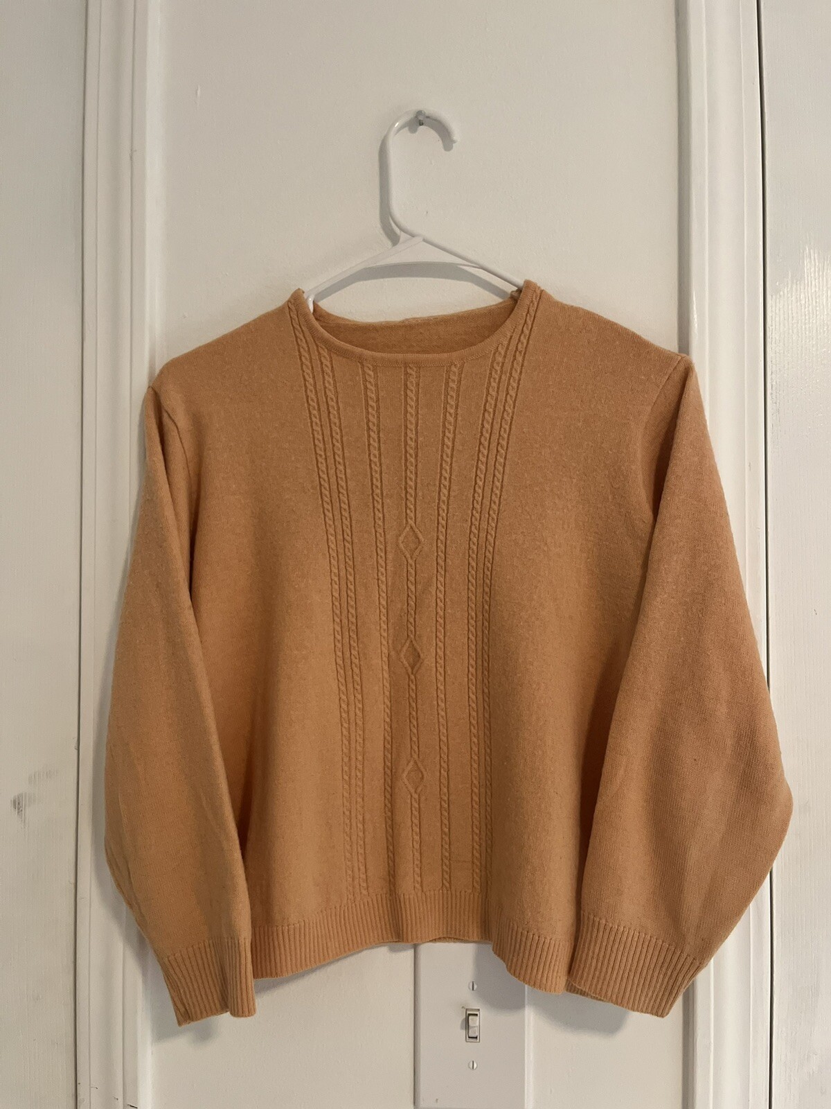 Vintage 80’s Women’s Peach Sweater Small Made in Europe Wool Blend