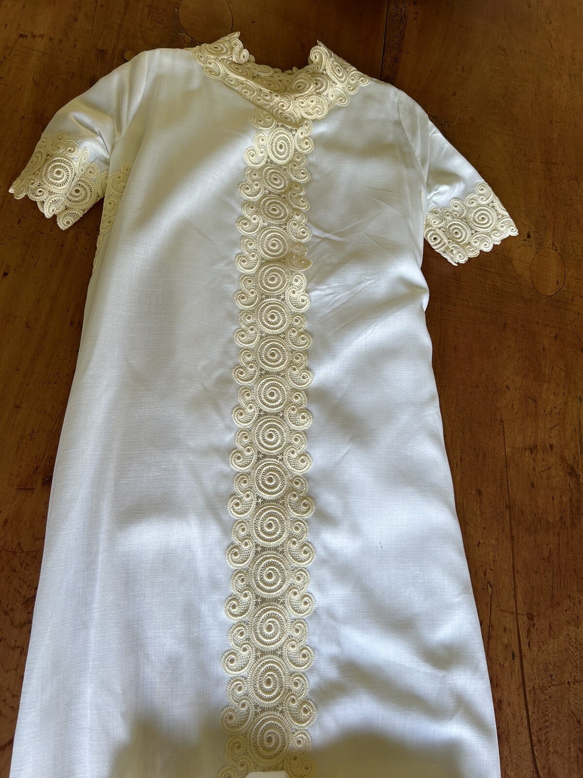 Vtg Edythe Vincent For Alfred Angelo Wedding Dress 1960s White Linen Ivory Lace
