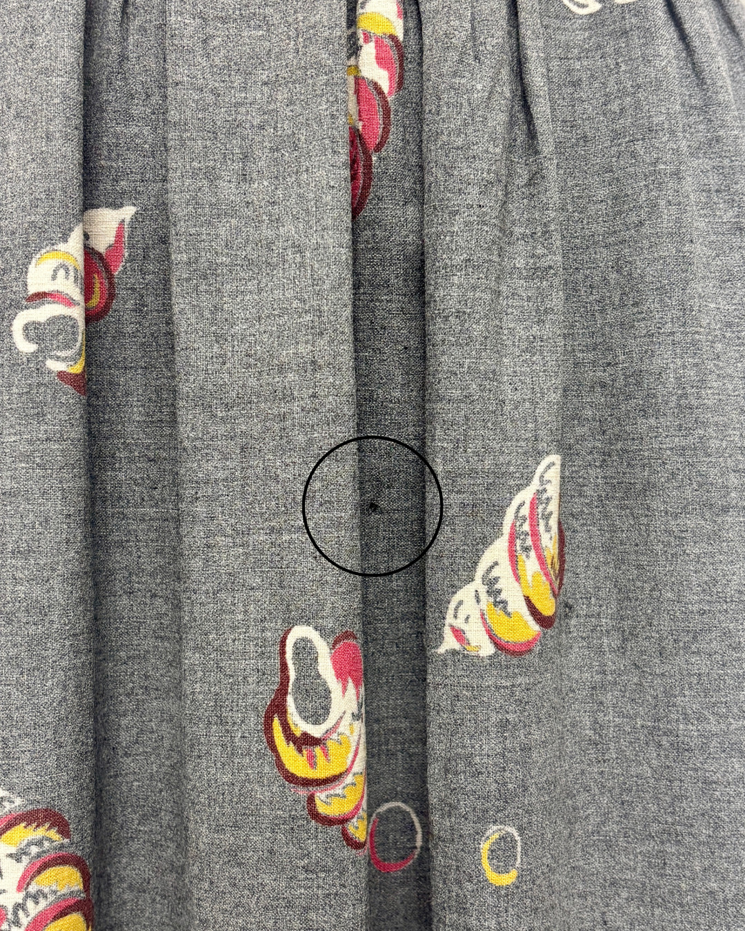 1930s GRAY SEASHELLS GABARDINE NOVELTY PRINT DRESS | 1930s NOVELTY DRESS