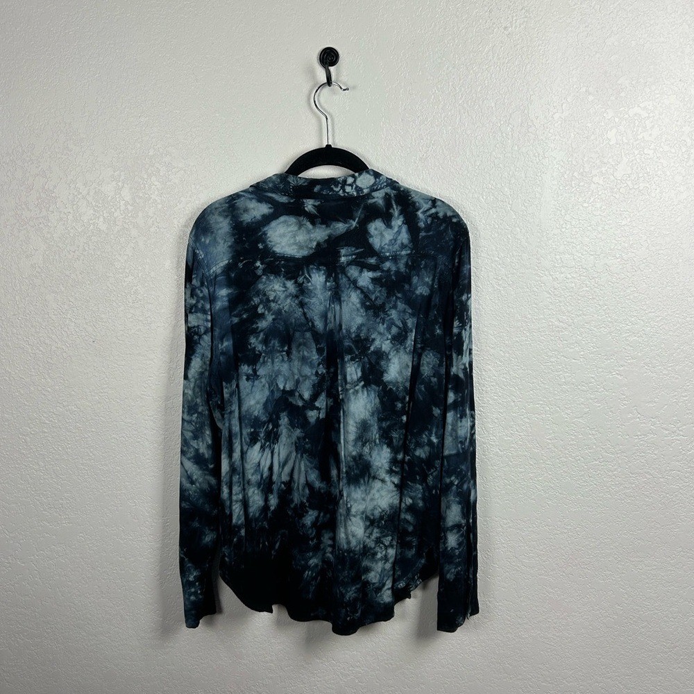 Rock & Republic Blue Tie-Dye Shirt Long Sleeve Button Down Sz L Career Wear