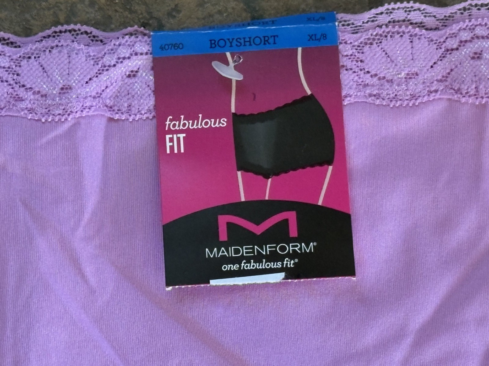 MAIDENFORM 8/XL PINK Silky Smooth Lace Trim Boyshort Panties #40760 NWT