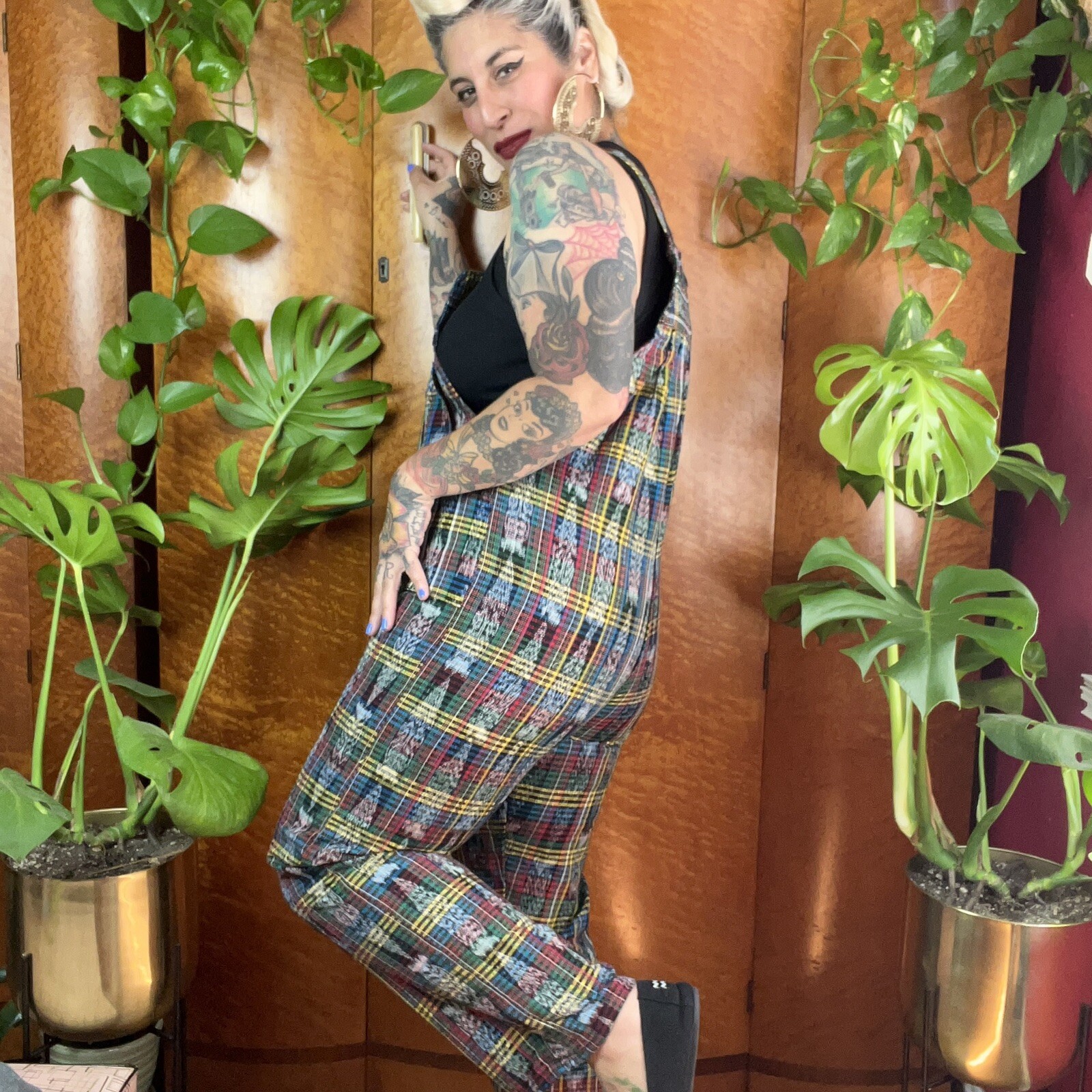 RAINBOW GUATEMALAN 1980’s 80s Vintage 1990’s 90s Petite Cotton Bib Overalls M L