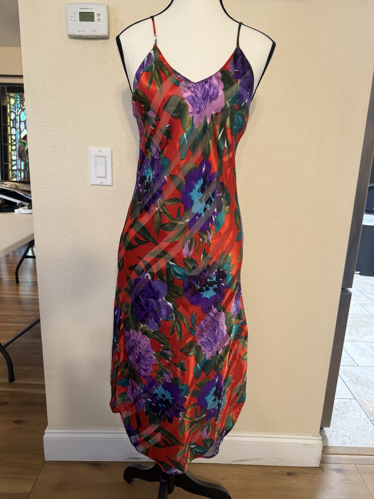 Vintage Lucie Ann USA polyester Small Chemise Long Dress Maxi Nightgown Floral