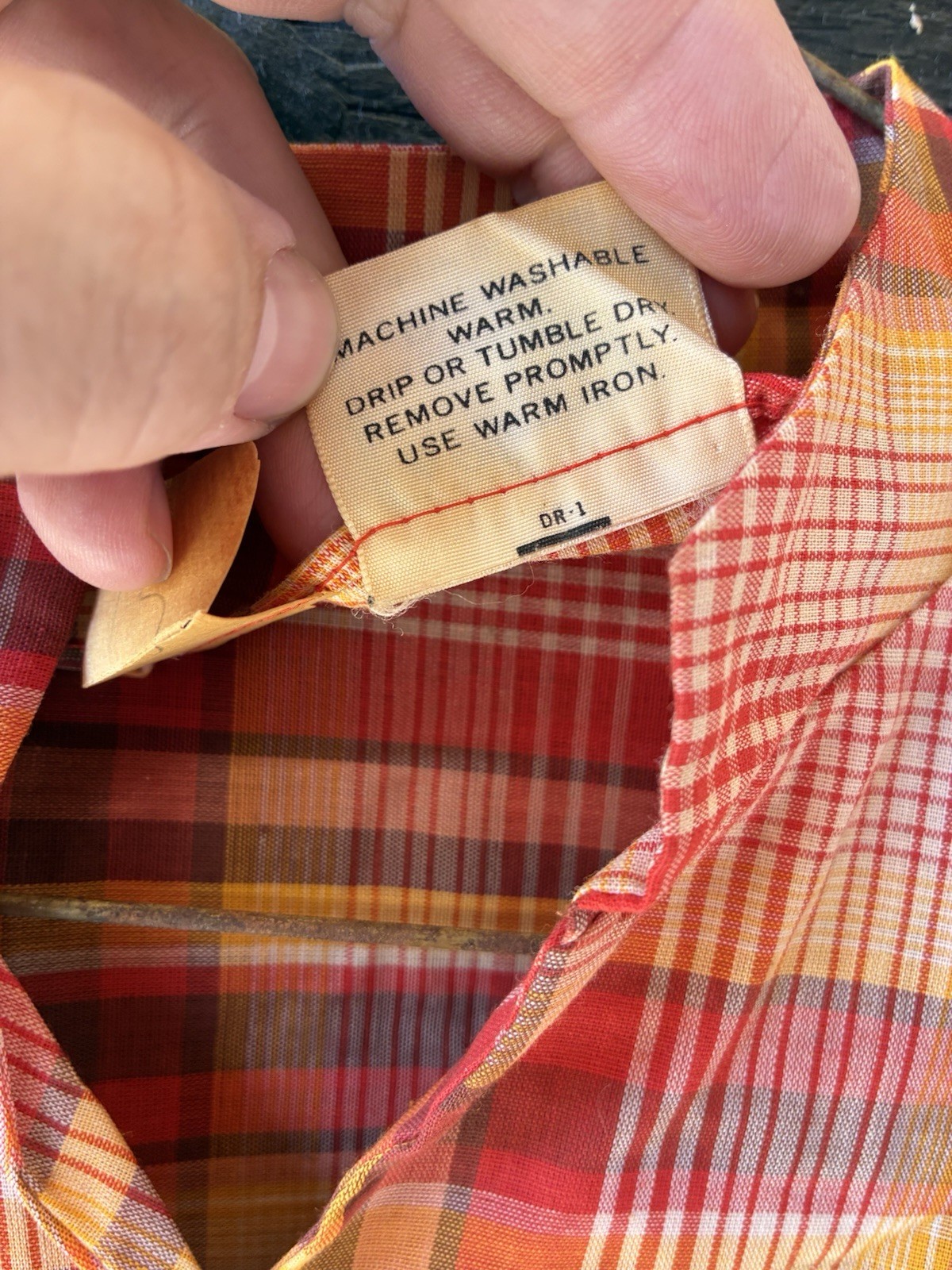 Vtg 60s Orange/Yellow Plaid Dress Dan River Nancy Frock 1 Pockets Button Up!