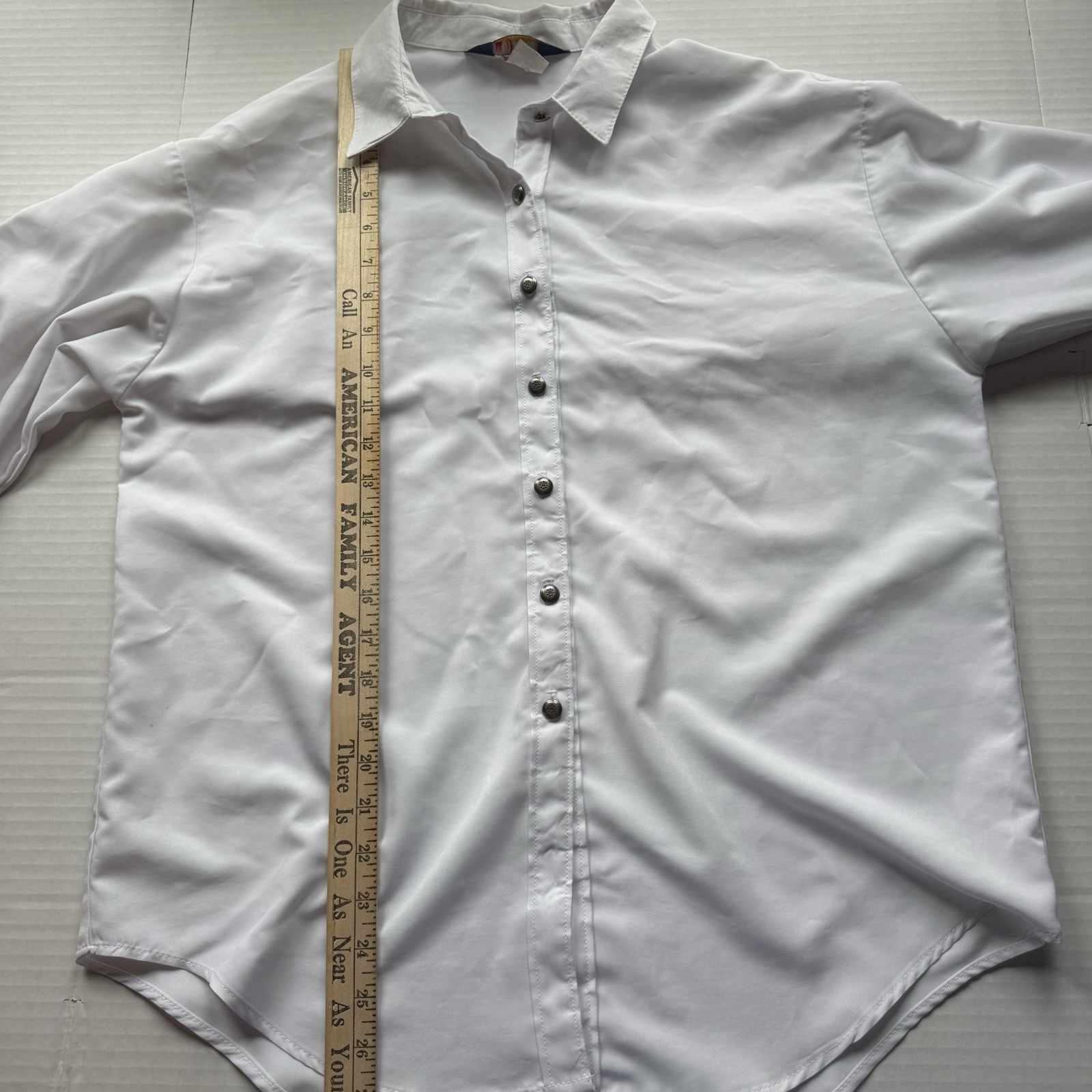VTG Panhandle Slim White Ruffle Bottom Down Metal Buttons Western Rodeo M USA
