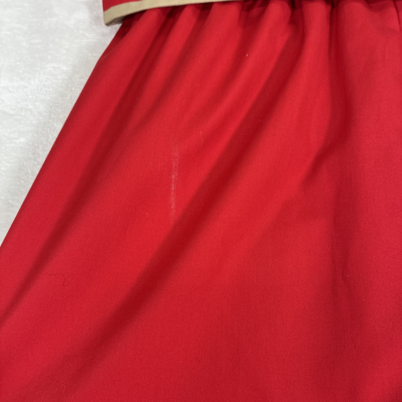 80s Vintage Red & Tan Shirt Dress Belted Button Front Fit Flare Womens Day Dress