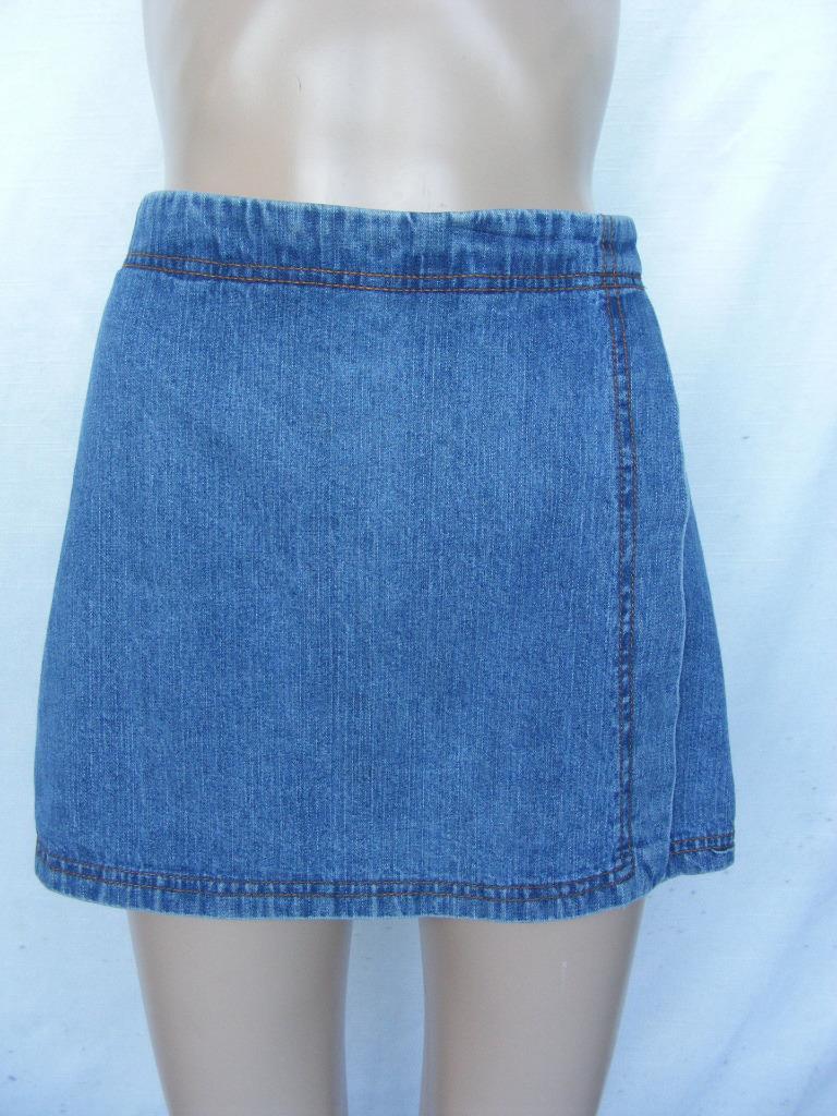 Born In America Skirt Shorts Denim Skort Blue Jeans 34″ Waist 13/14 Vintage USA