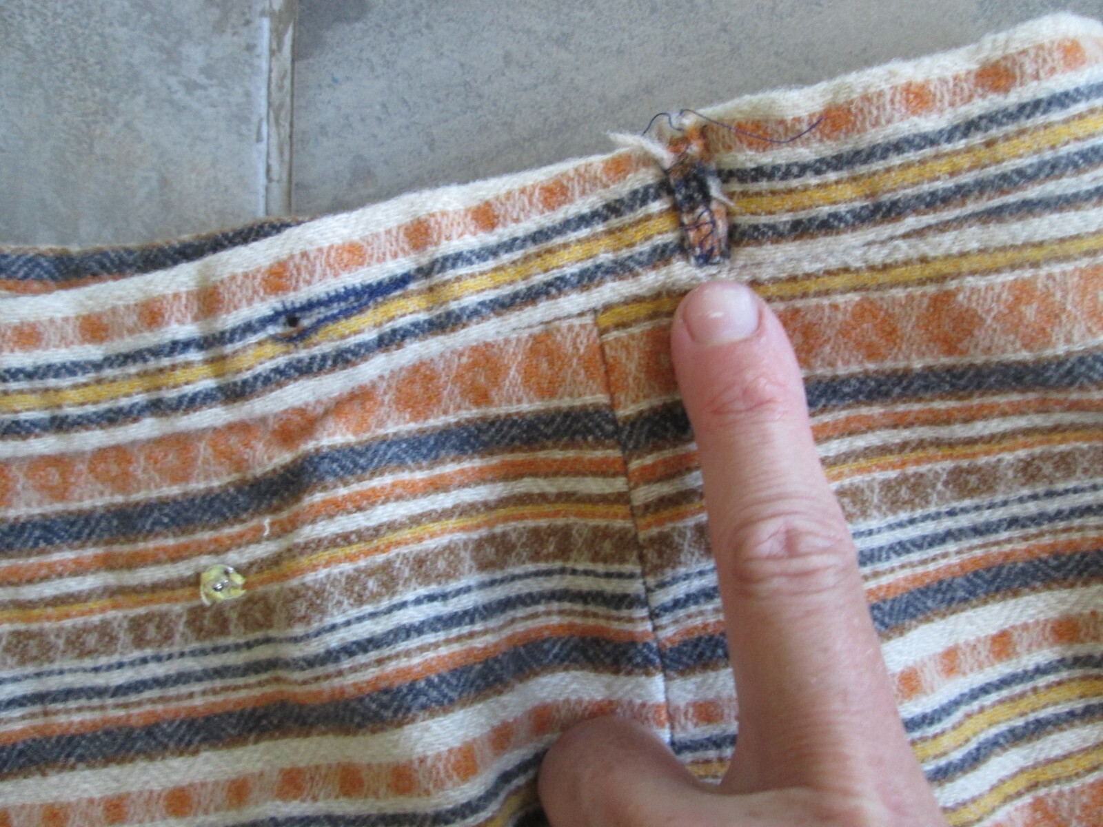 Vintage Pendleton 100% Wool Skirt 14 27″ Waist Orange Brown Stripe Long Fabric
