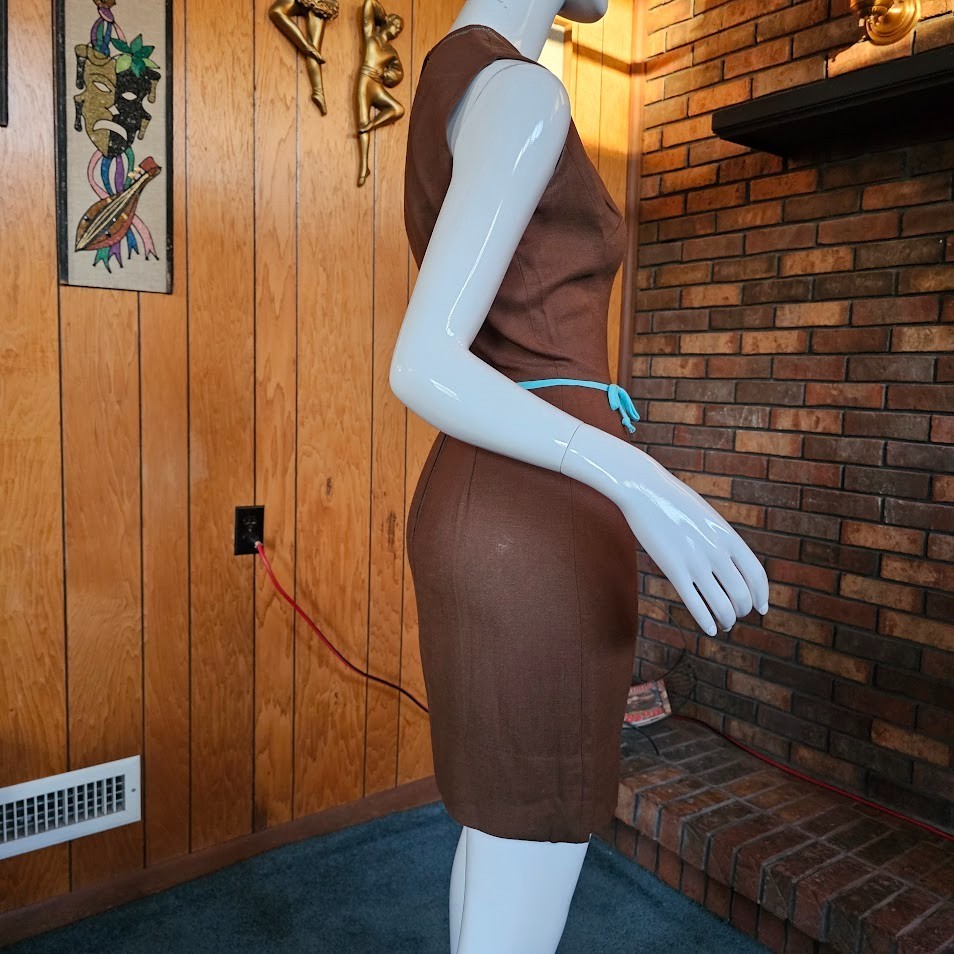 Vtg 60s Mod Preppy Micro Mini Bobbie Brooks Cocktail Party Go Sheath Dress XS/S