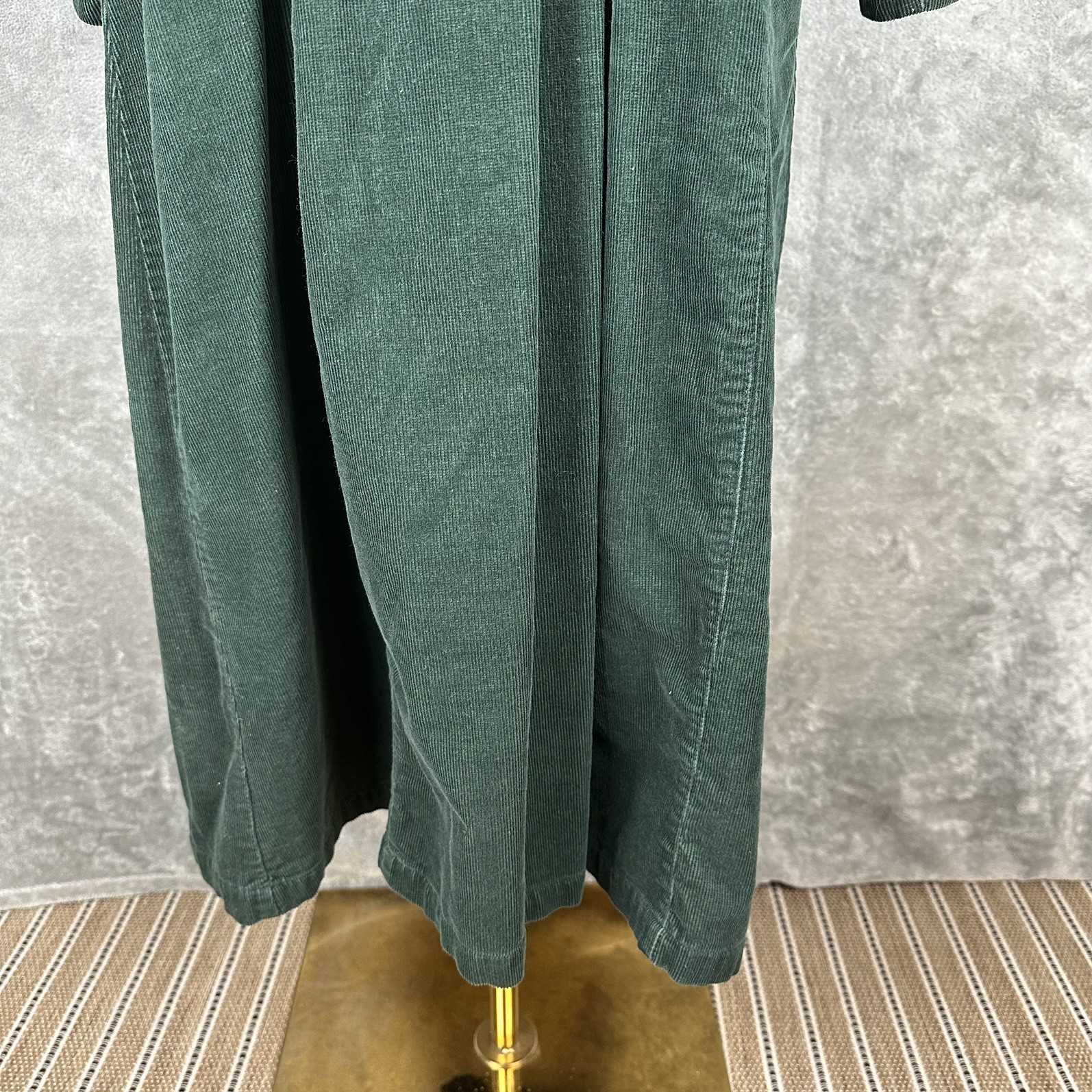 Vintage Corduroy Green Midi 10P Dress Renaissance Festival Prairie Boho Cottage
