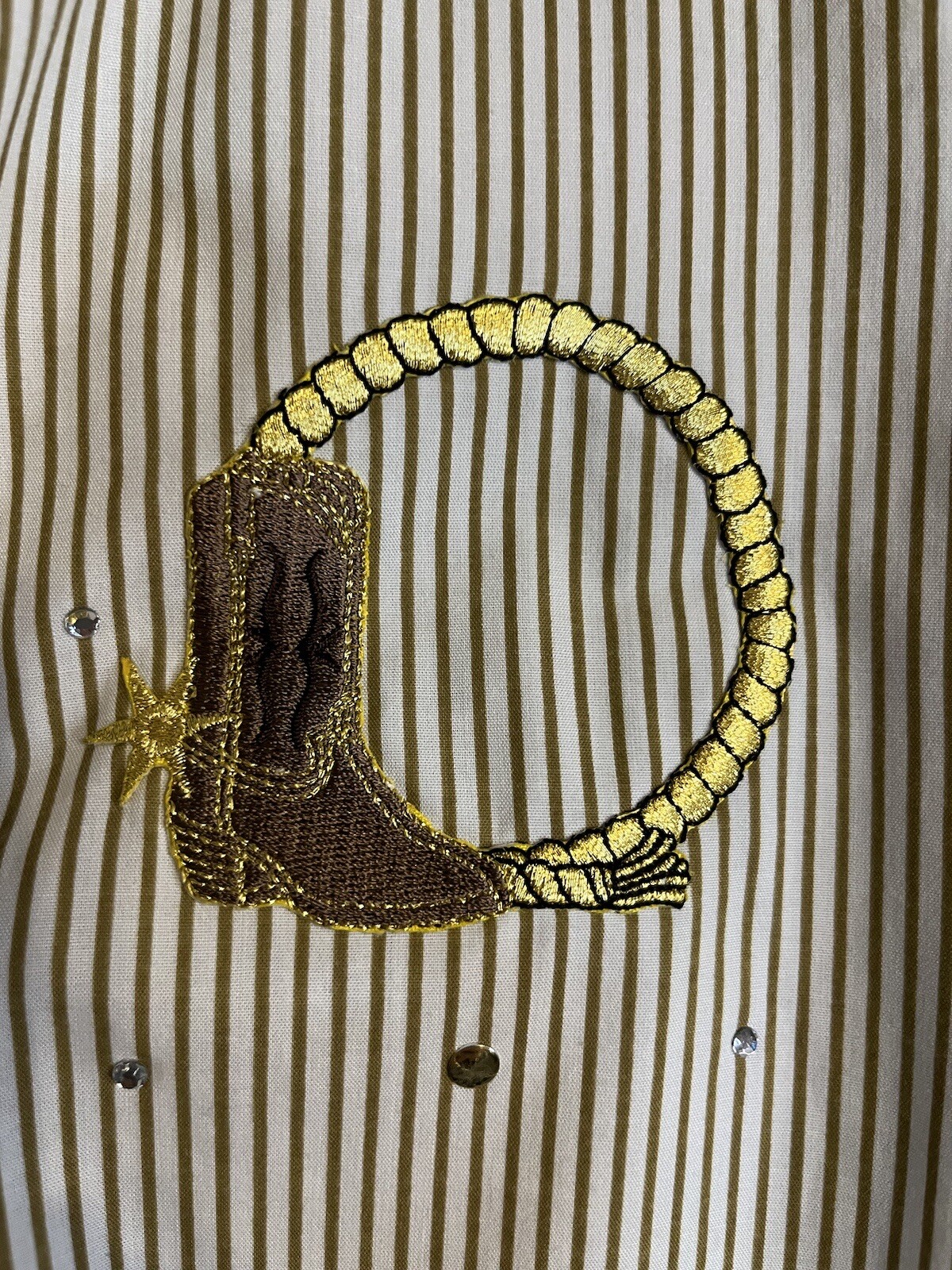 Shirt Size Medium Rhinestone Studded Western Equestrian Show Rodeo Stripe