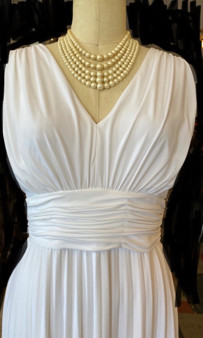 NWT 1990s White Pleated Marilyn Monroe Style SZ 10 Wedding Shower Beach Dress