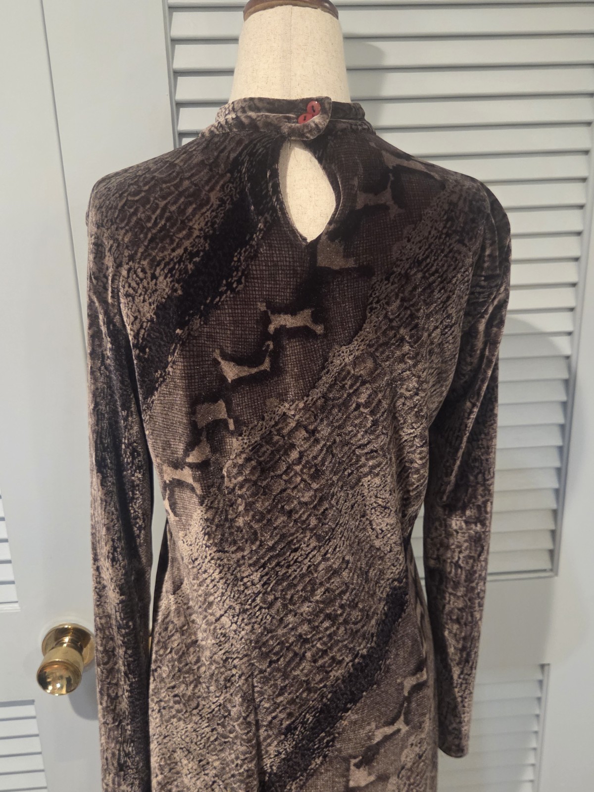 Wild Rose Size 8 Velvet Silk Blend Snake Skin Shift Dress Vintage 80s