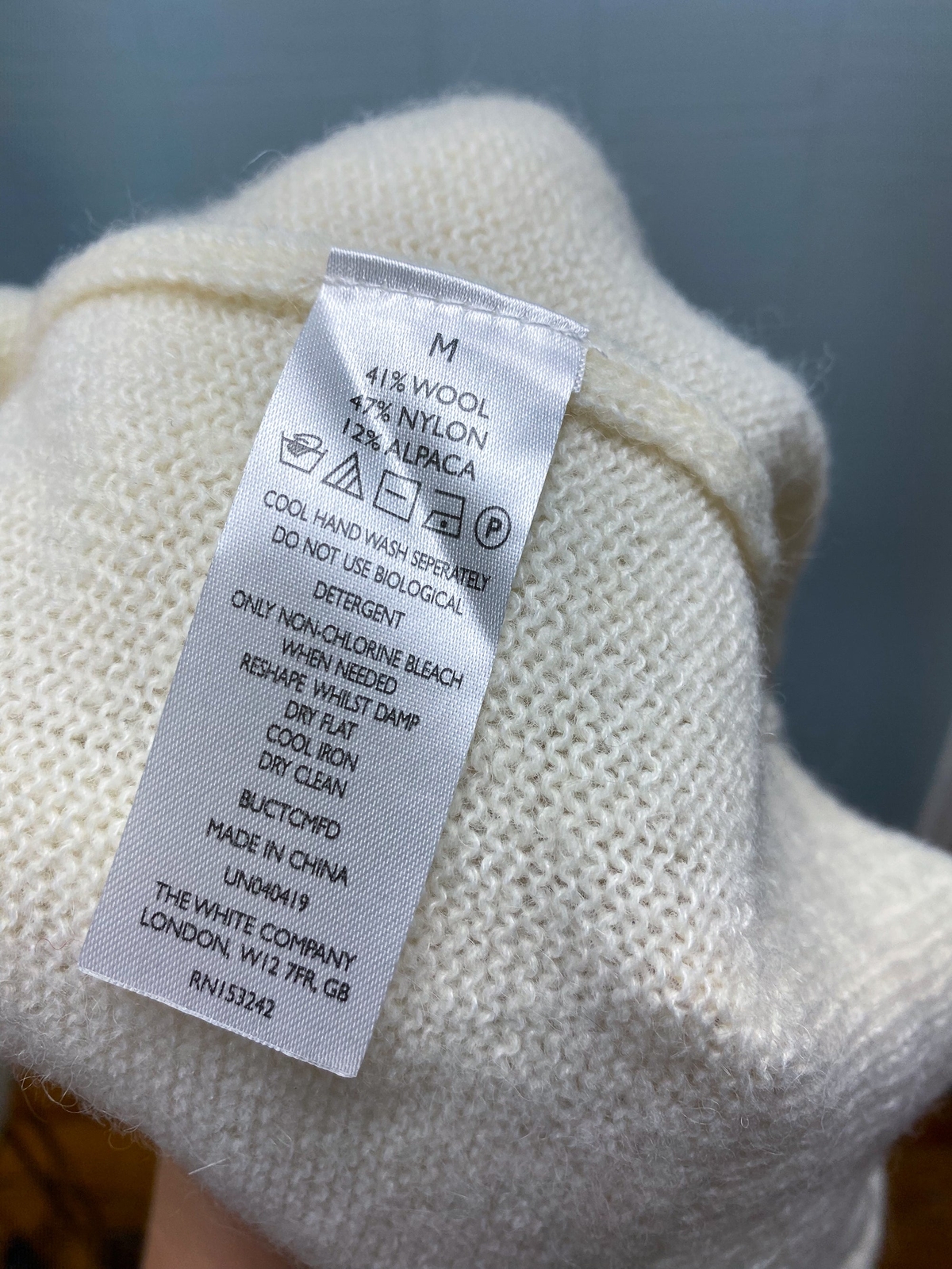 The White Company Ultra Soft Wool V Neck Cream Cardigan