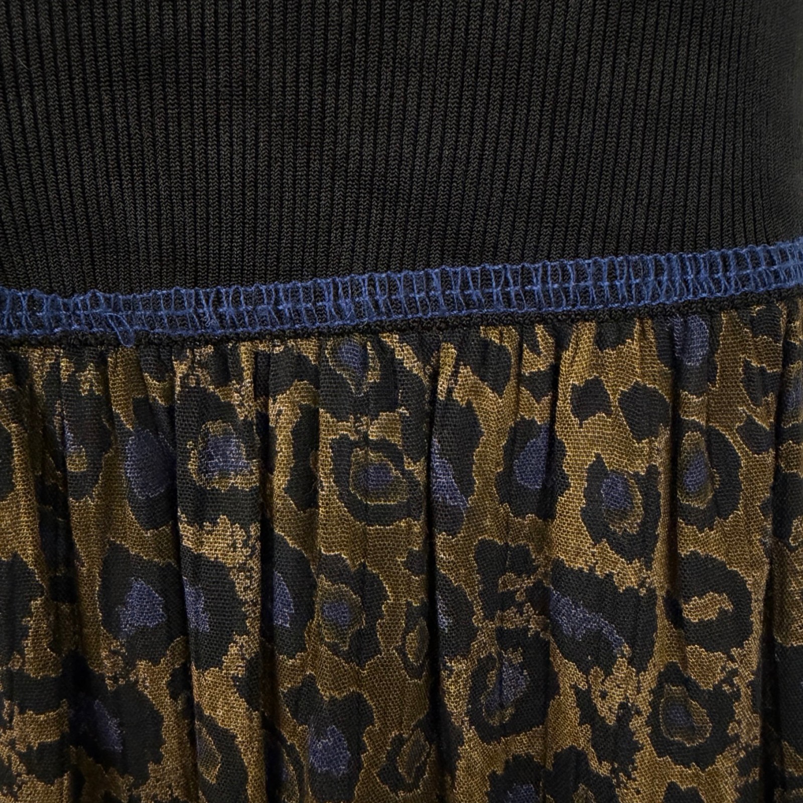 Vintage Carole Little Leopard Print Midi Dress Size Small 4 Black Ribbed Knit
