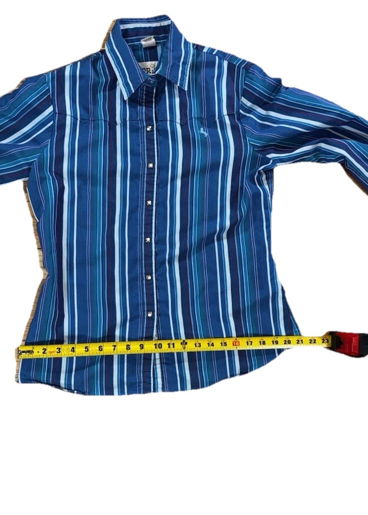Prior Womens Med Vintage Imperial Westerns Rockabilly Blue Plaid Cowgirl Shirt