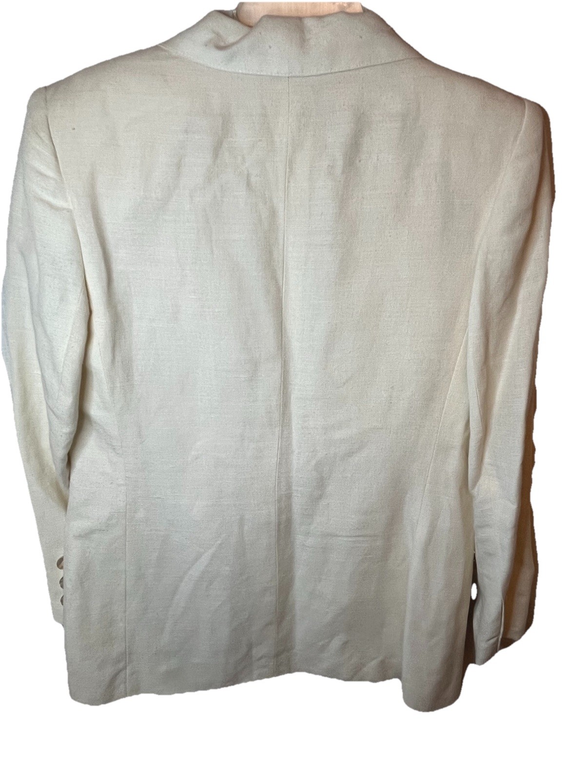 Vintage Giorgio St Angelo Cream Linen Blend Single Breast Blazer Womens 6 FLAW