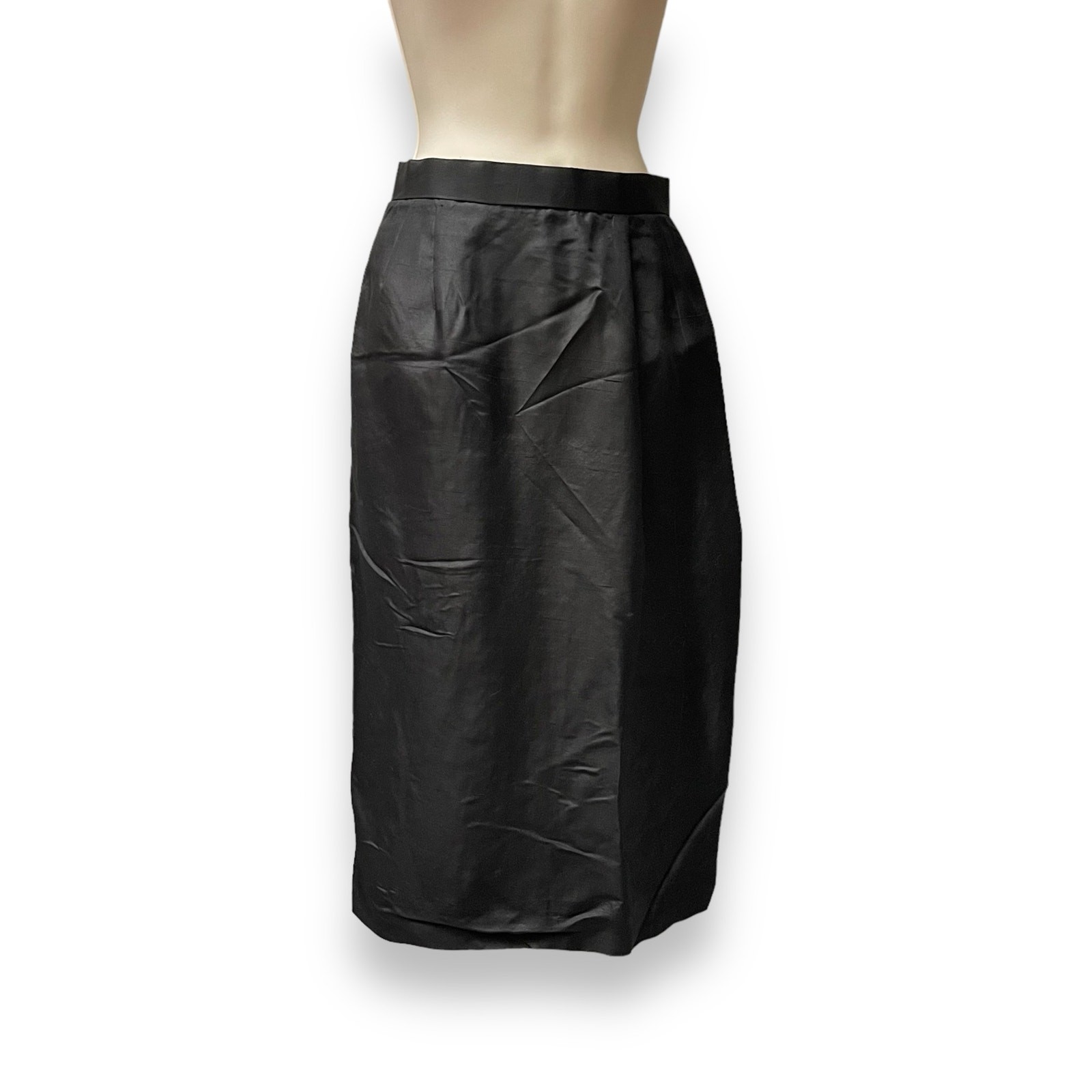 Silk Cocktail Skirt Suit Black & White Feminine Large Ruffle Collar 1990’s Y2K