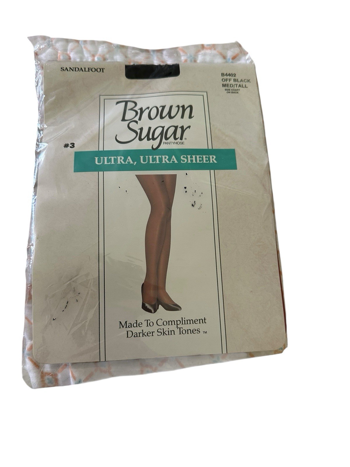 Vtg Brown Sugar Ultra-Ultra Sheer Pantyhose OFF BLACK Med/Tall Darker Skin Tones